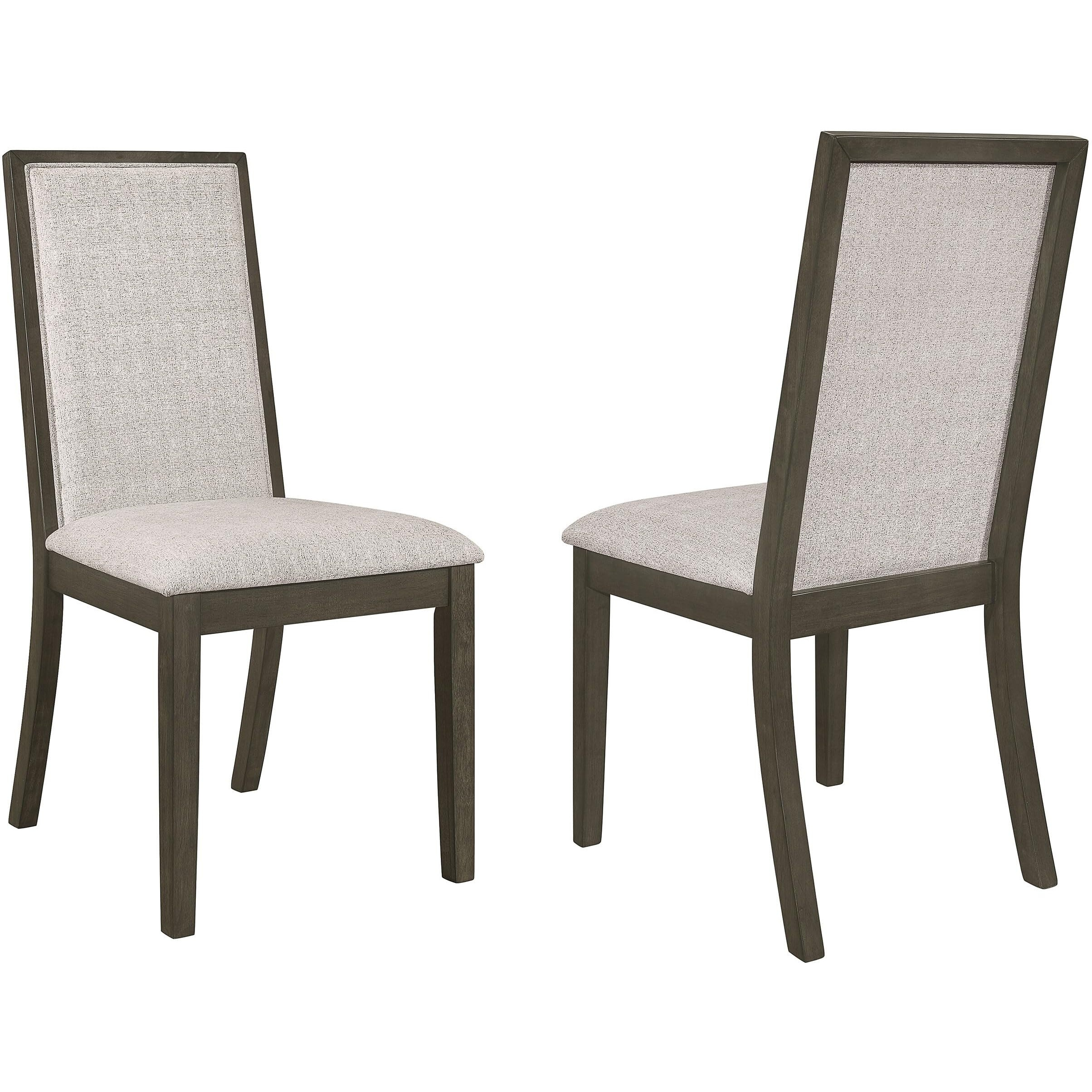 Kelly Upholstered Solid Back Dining Side Chair Beige And Dark Grey (Set Of 2)