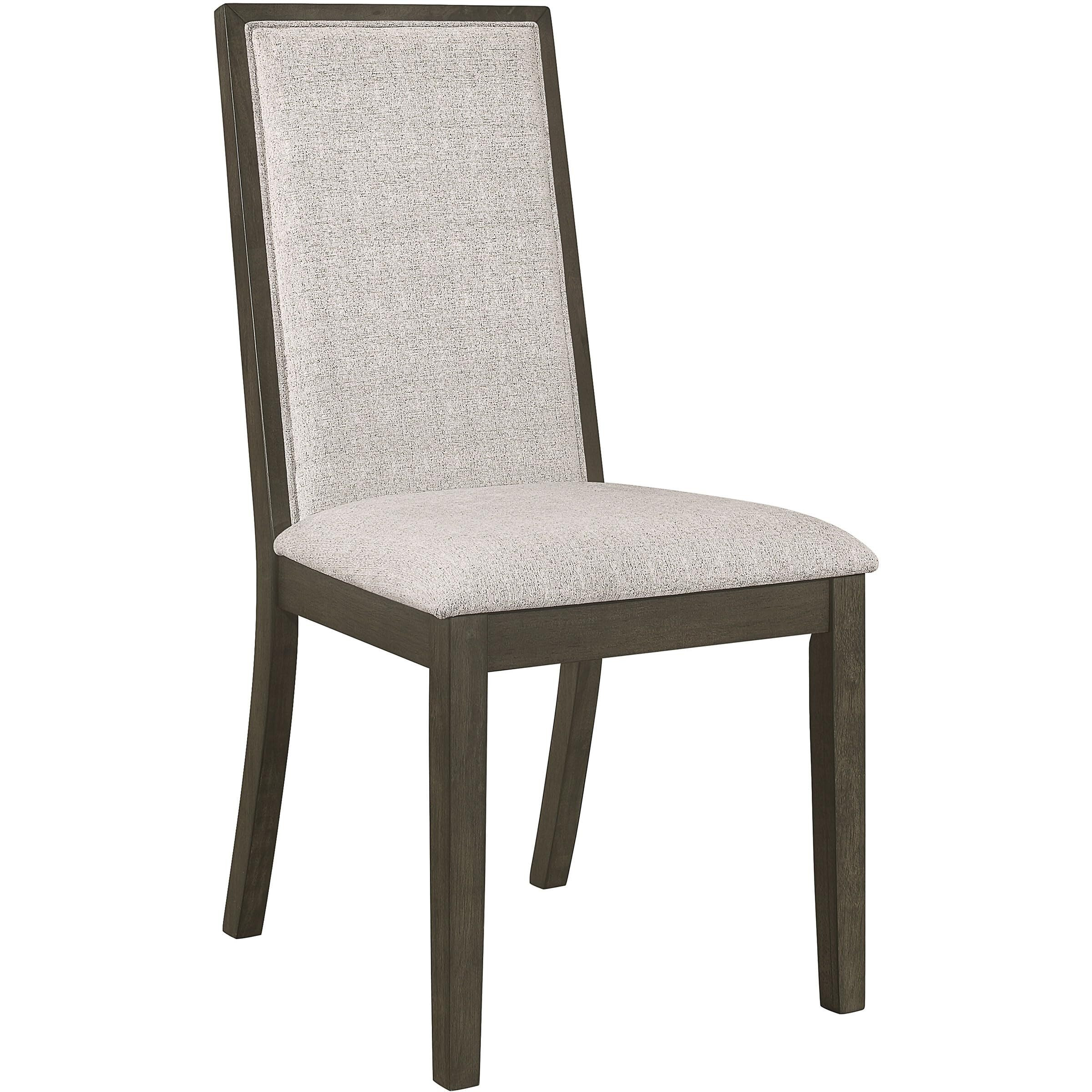 Kelly Upholstered Solid Back Dining Side Chair Beige And Dark Grey (Set Of 2)