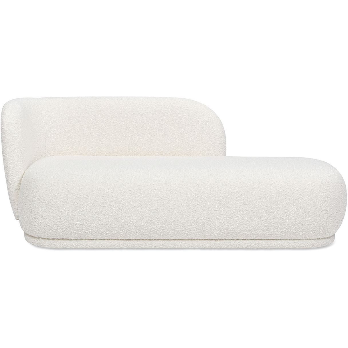 Aire 75"" Raf Modern Rounded Chaise Lounge  Ivory White Boucle