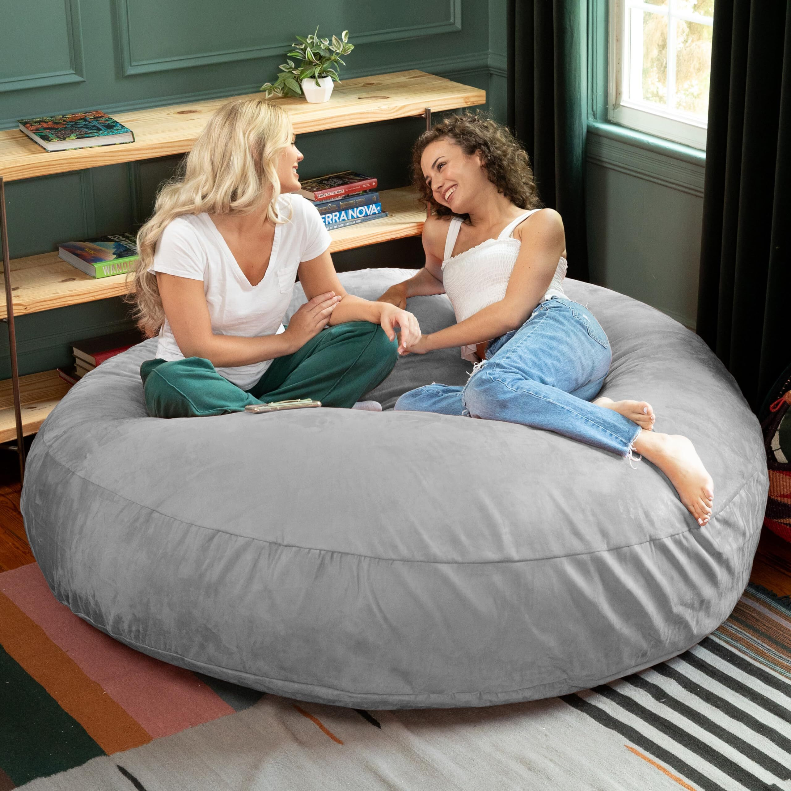 Jaxx 6 Foot Cocoon - Large Bean Bag Chair For Adults  Microsuede Platinum