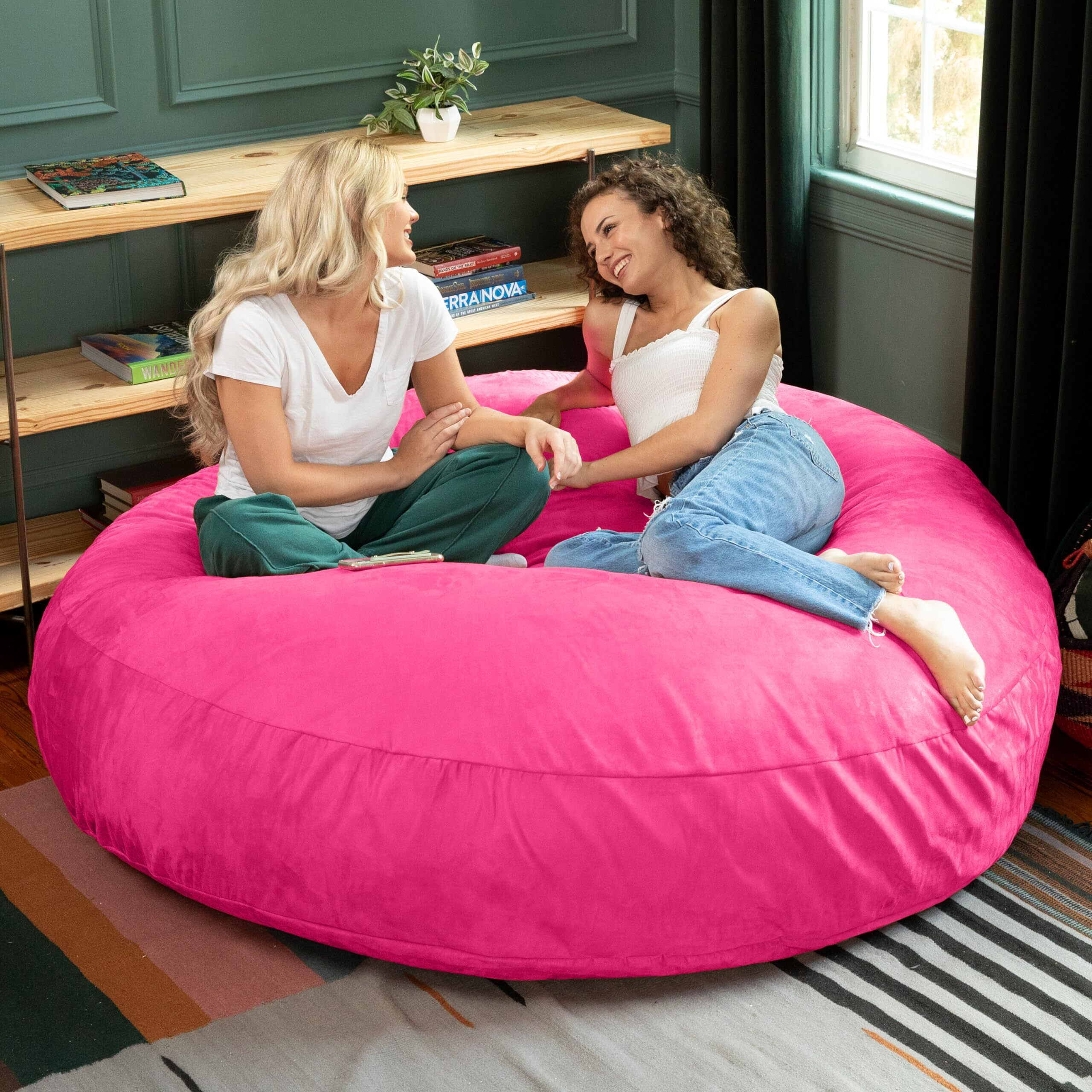 Jaxx 6 Foot Cocoon - Large Bean Bag Chair For Adults  Microsuede Fuchsia