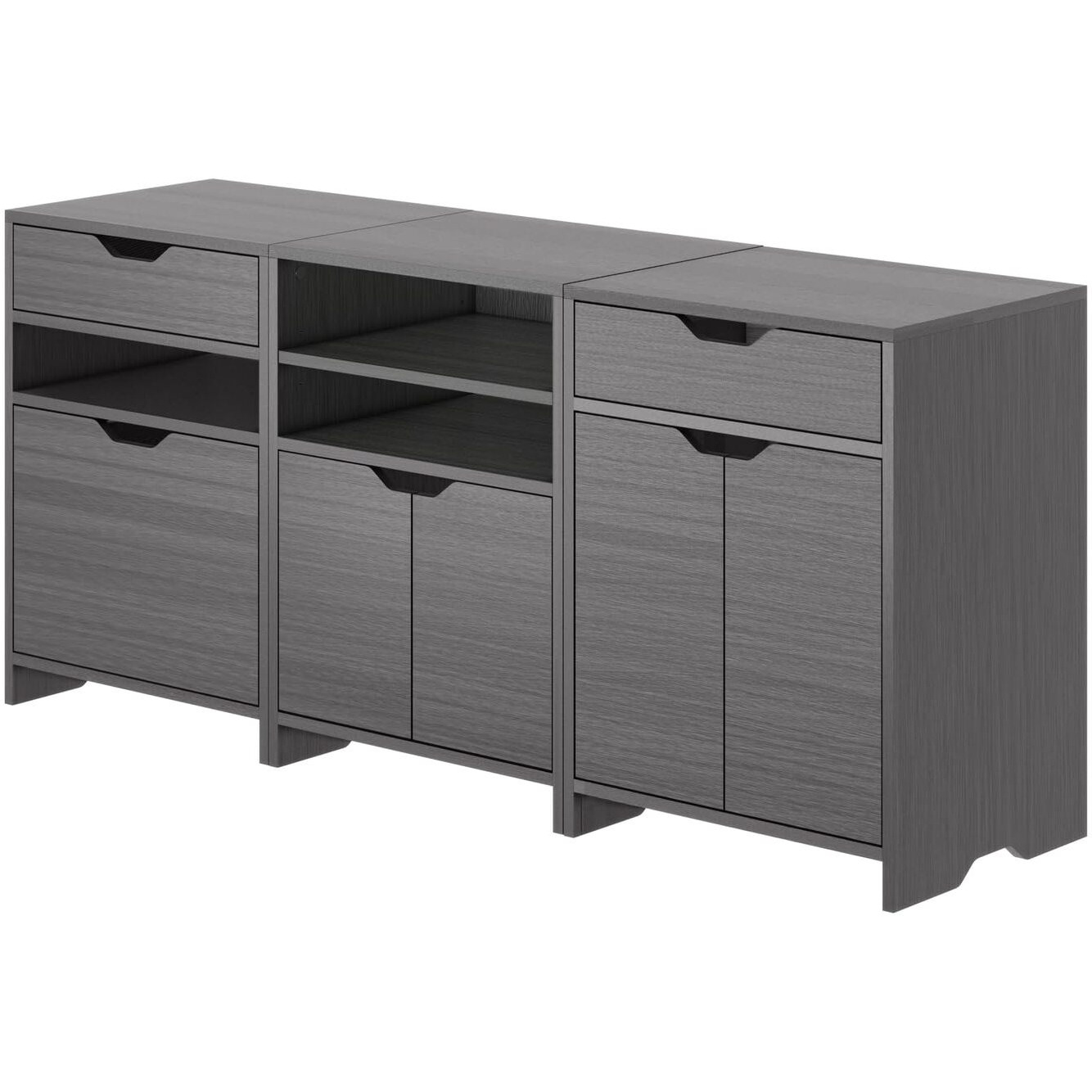 Nova 3-Pc Storage Cabinet Set  Charcoal