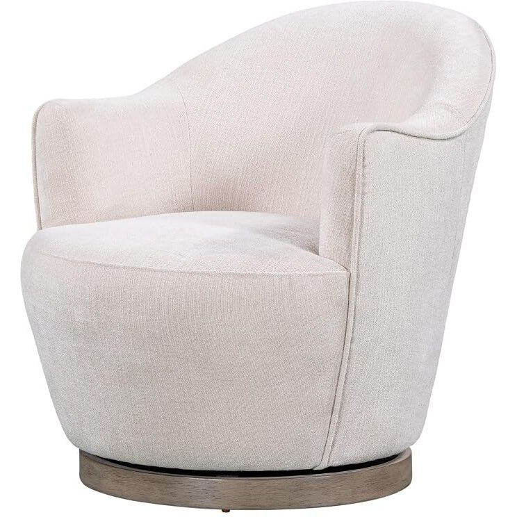 Neos Modern Upholstered Fabric Club Chair With Swivel (Cream)