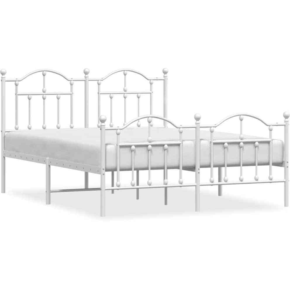 Vidaxl Metal Bed Frame With Headboard And Footboard White 59.1"&quotX78.7""