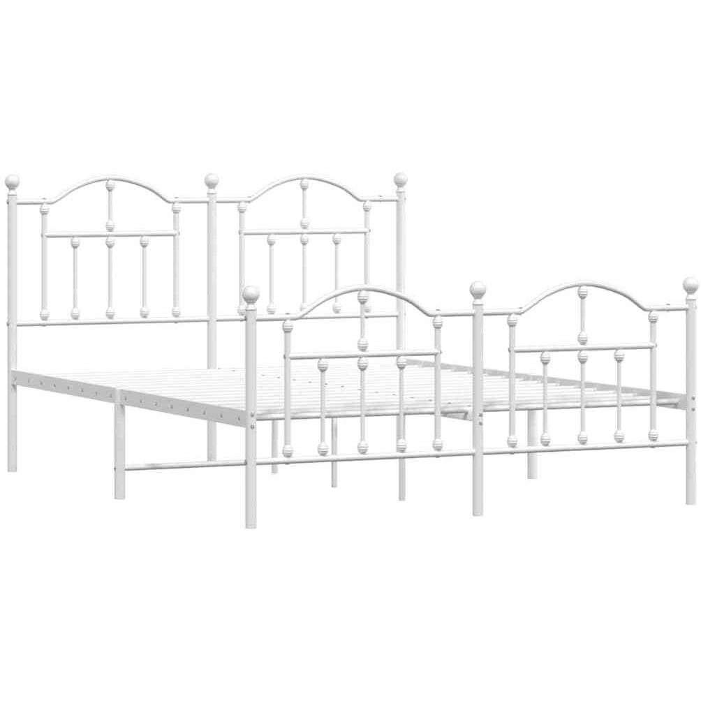 Vidaxl Metal Bed Frame With Headboard And Footboard White 59.1"&quotX78.7""