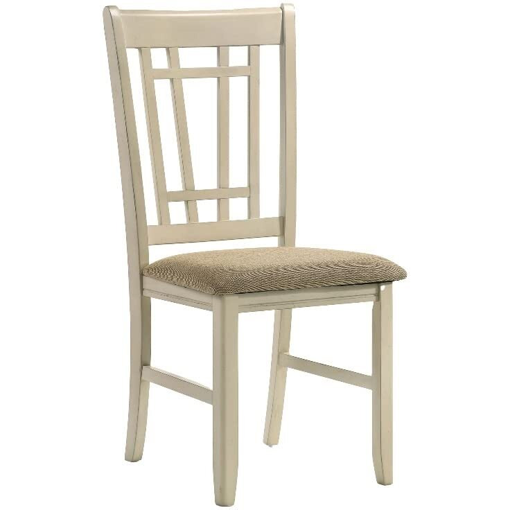 Chair  Lattice Back In Rustic White & French Oak (Set Of 2)