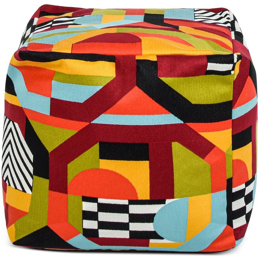 Pouf 20"" Luxury Oversized Bean Bag Cube Ottoman  Colorpop Multicolored Embroidery