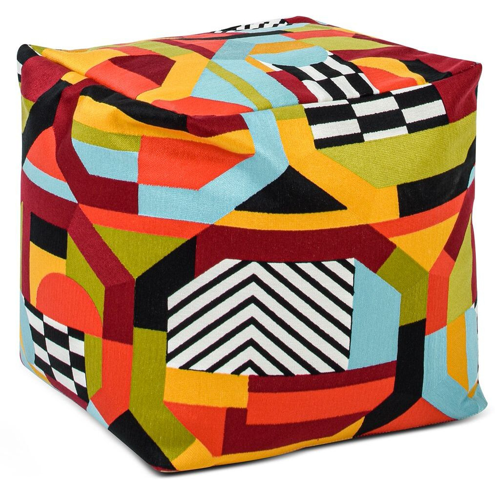 Pouf 20"" Luxury Oversized Bean Bag Cube Ottoman  Colorpop Multicolored Embroidery