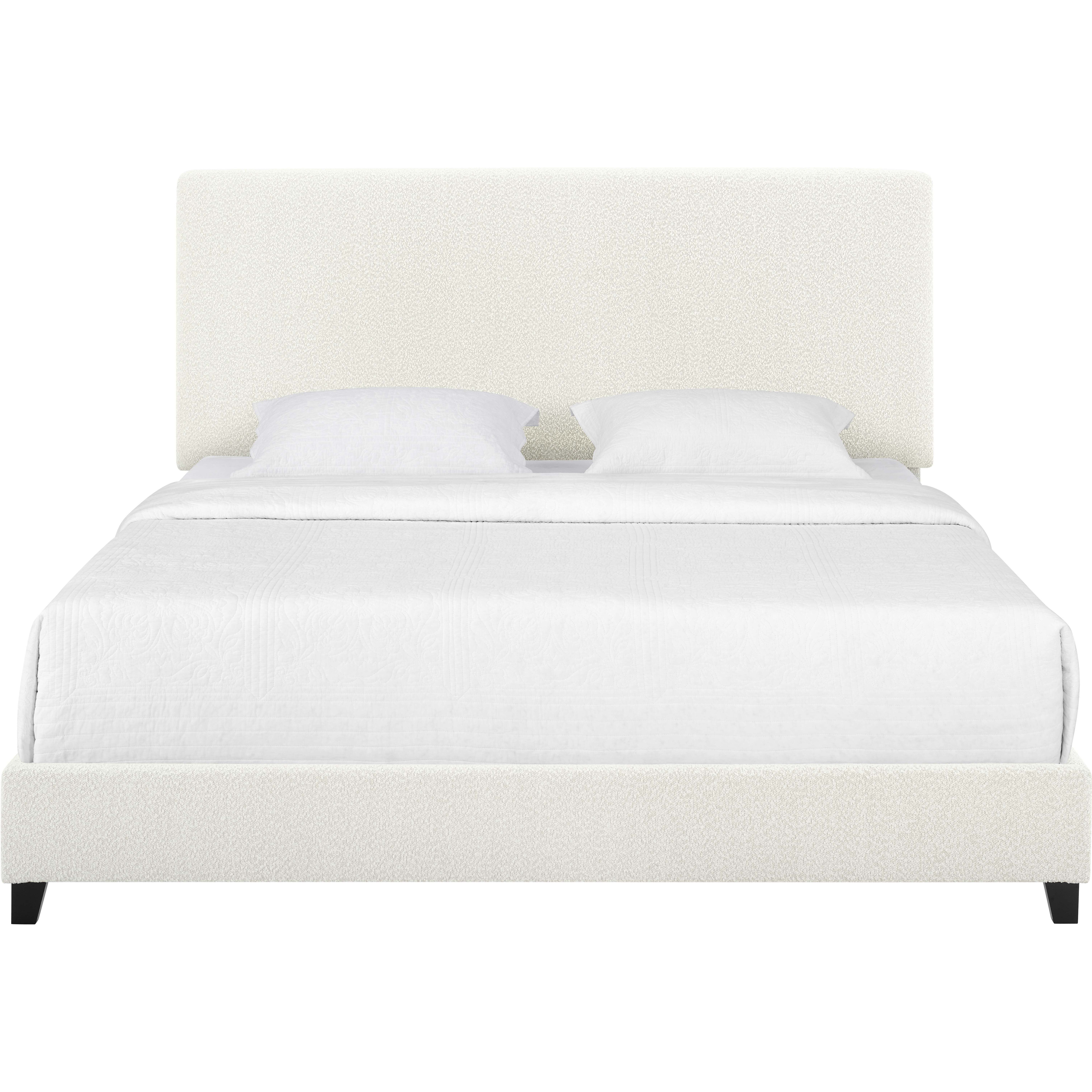 Bridgevine Home Queen Size White Boucle Upholstered Platform Bed