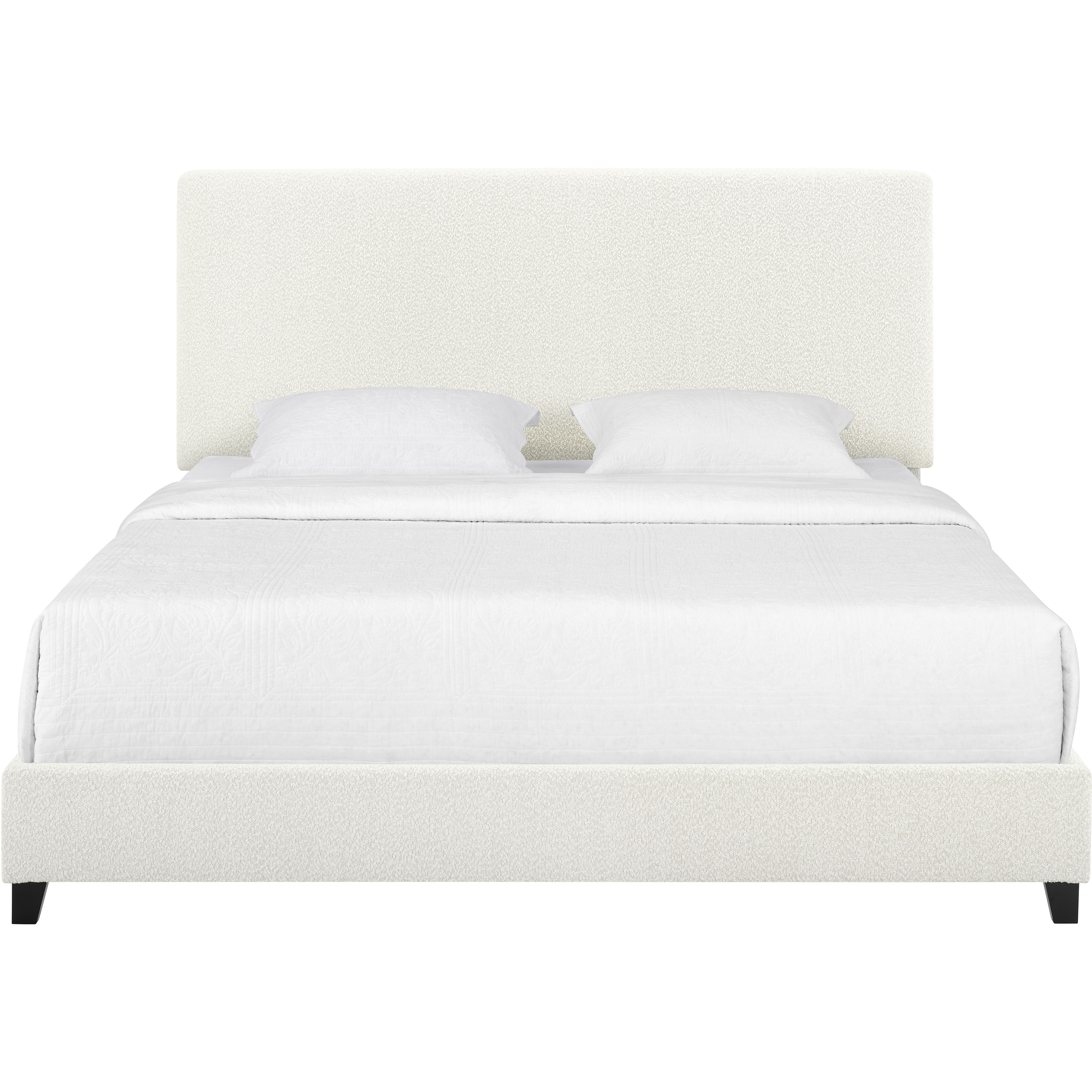 Bridgevine Home King Size White Boucle Upholstered Platform Bed