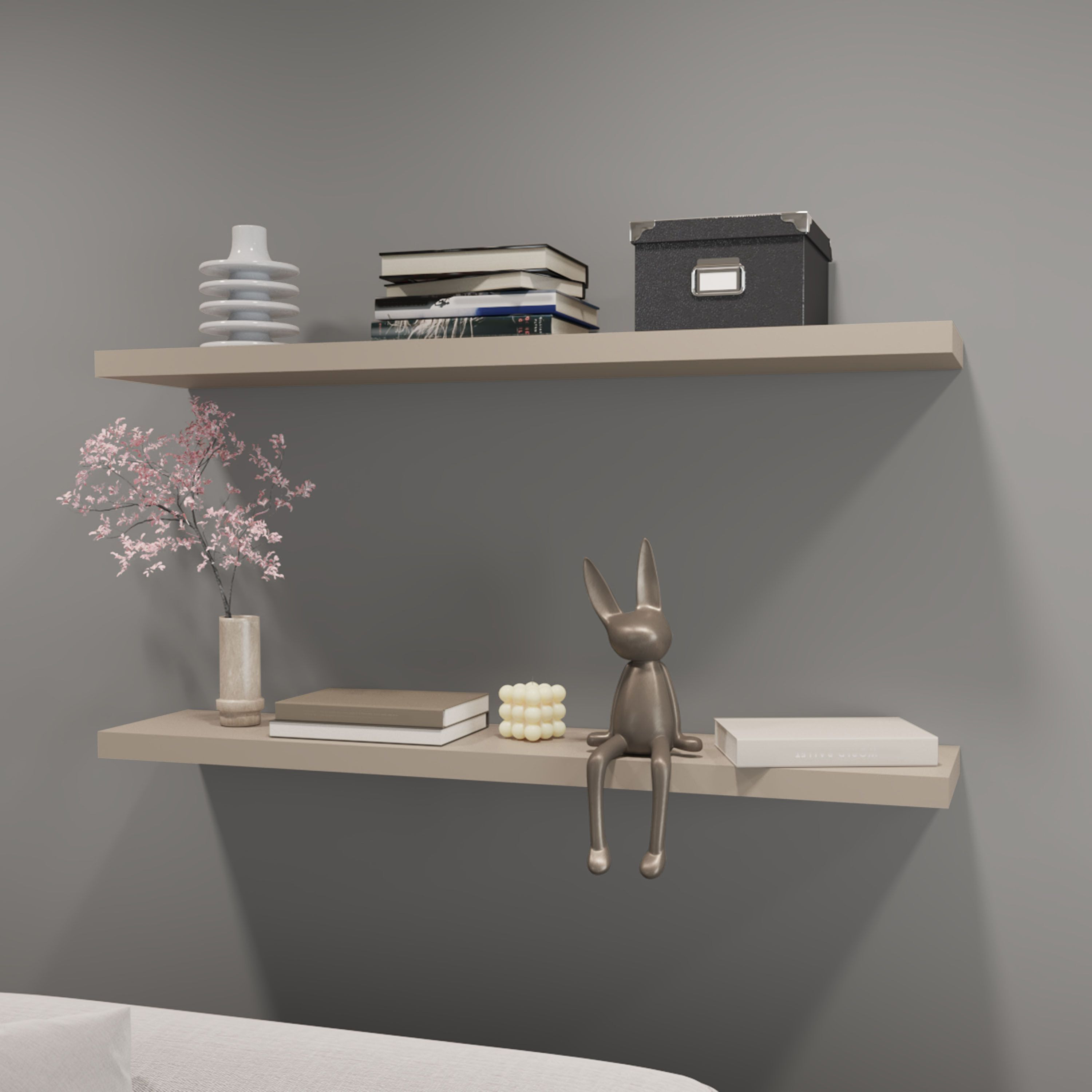 Greer Floating Shelf In Melamine X2 Taupe