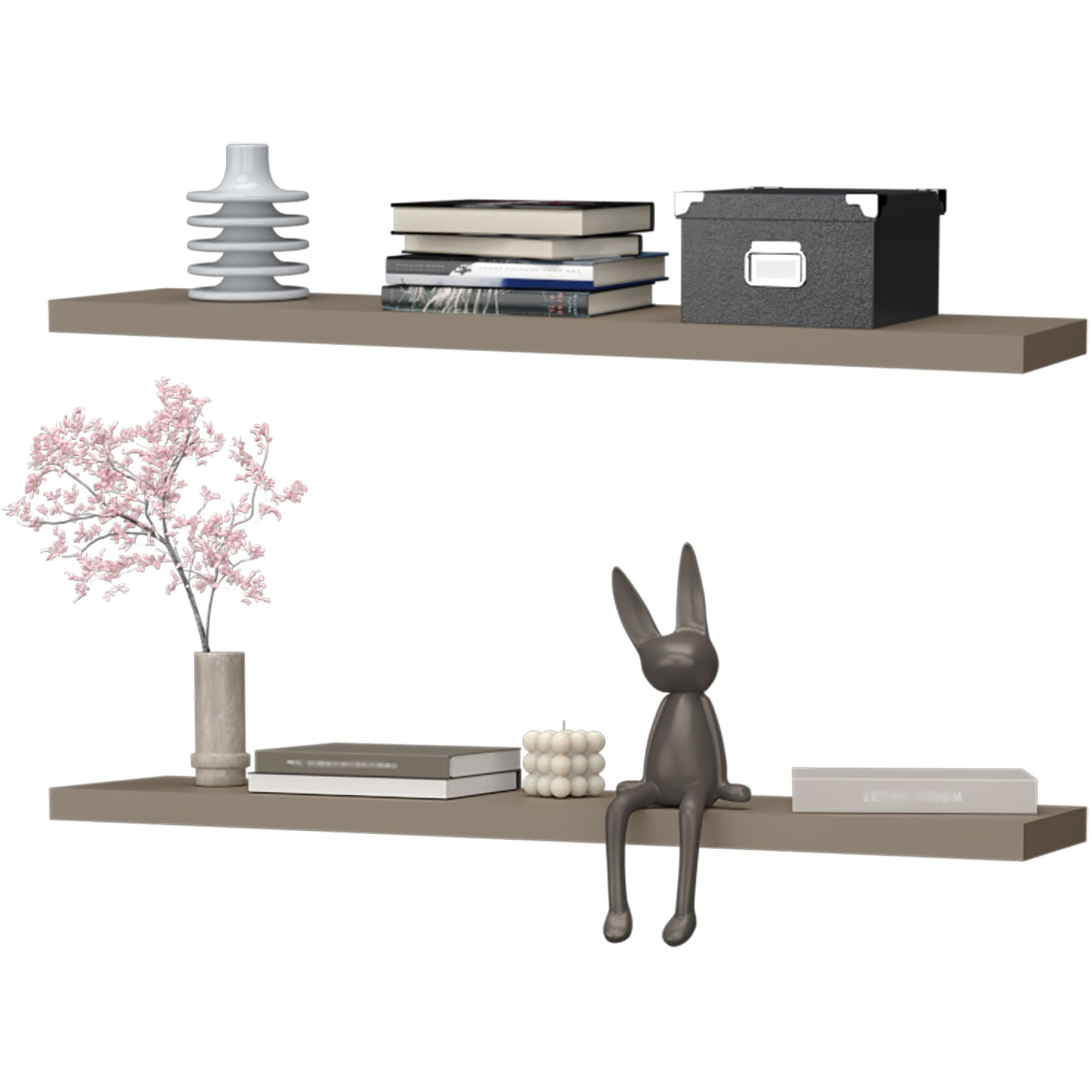 Greer Floating Shelf In Melamine X2 Taupe