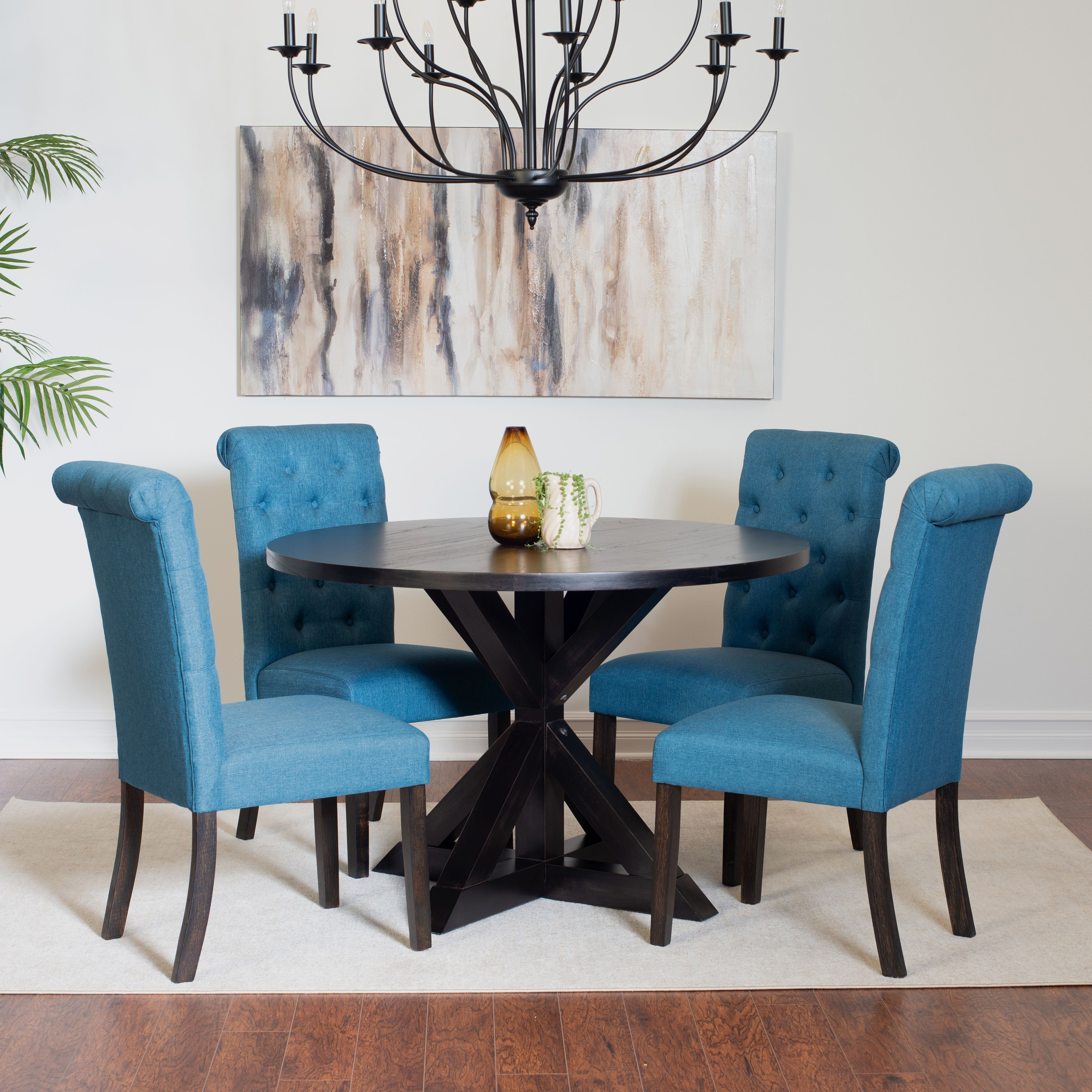 Nylander 5-Piece Dining Set  Cross-Buck Dining Table With 4 Stylish Chairs