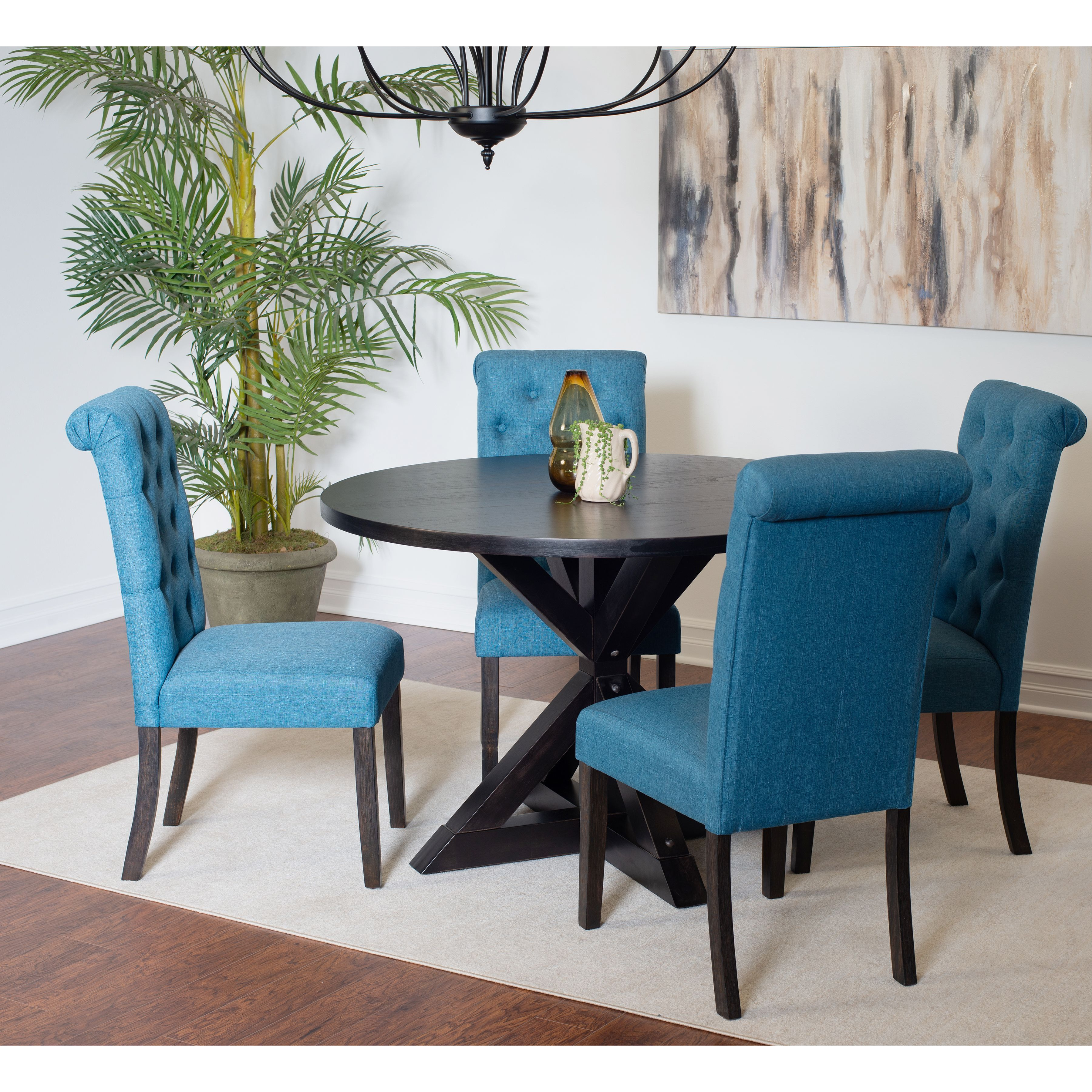 Nylander 5-Piece Dining Set  Cross-Buck Dining Table With 4 Stylish Chairs