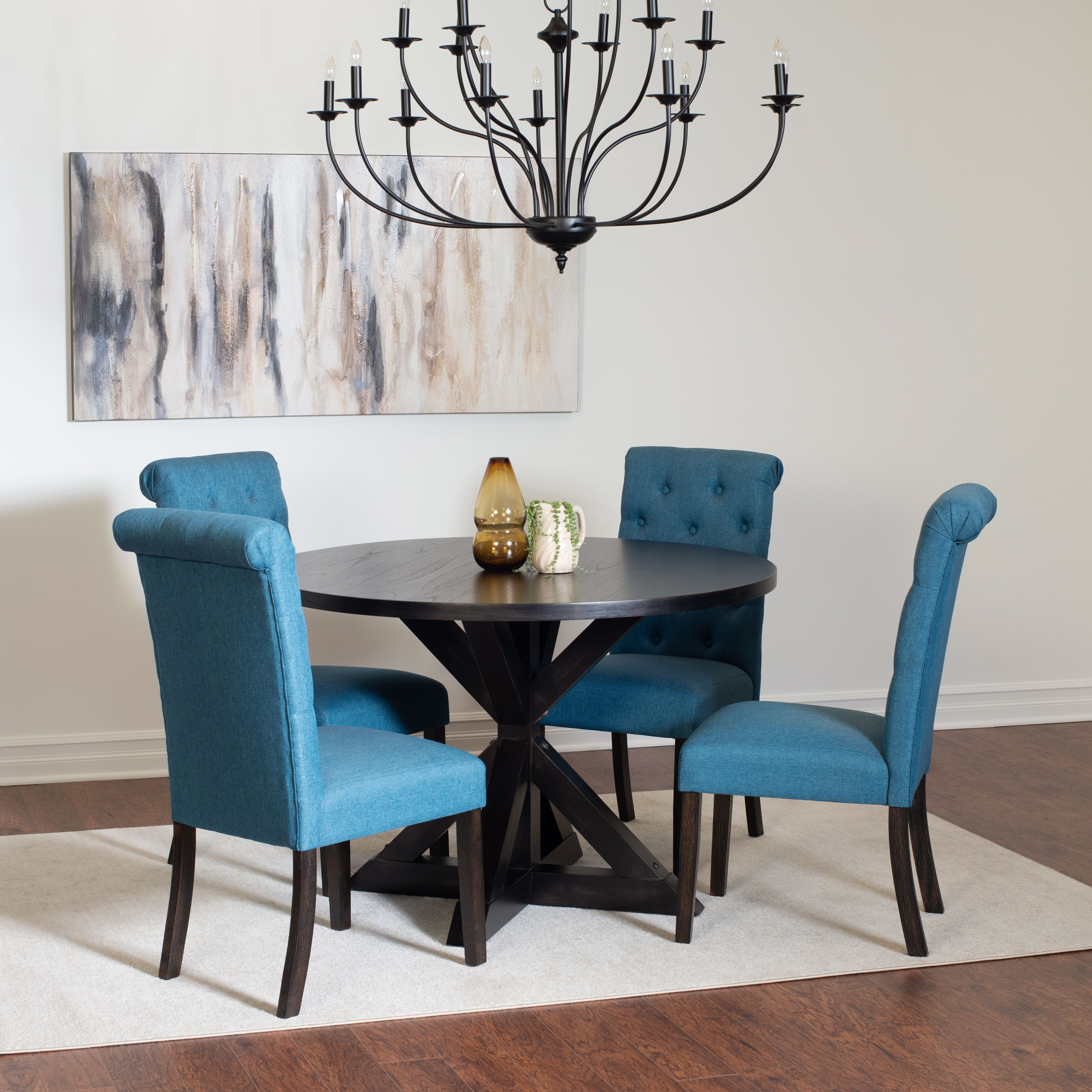 Nylander 5-Piece Dining Set  Cross-Buck Dining Table With 4 Stylish Chairs