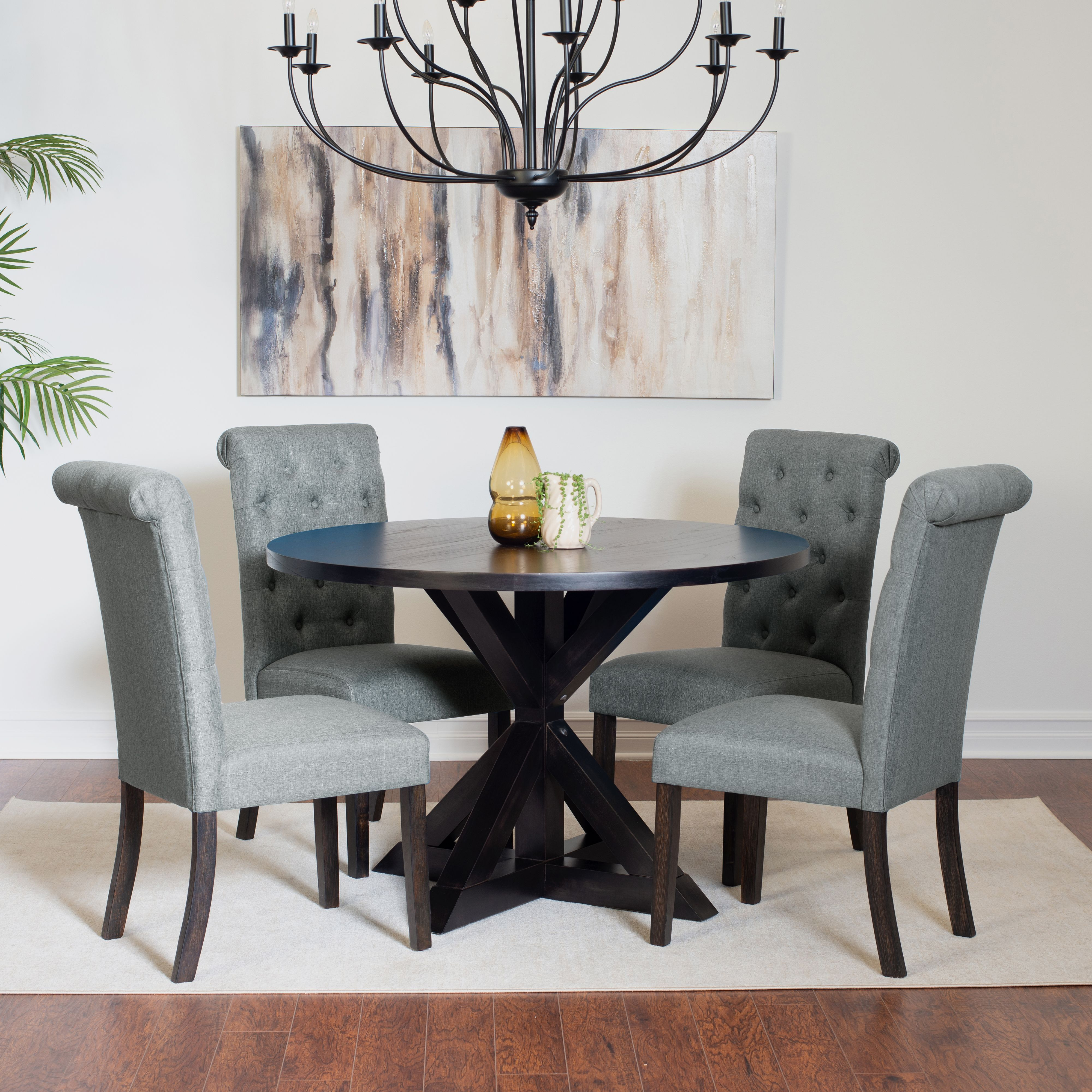 Nylander 5-Piece Dining Set  Cross-Buck Dining Table With 4 Stylish Chairs