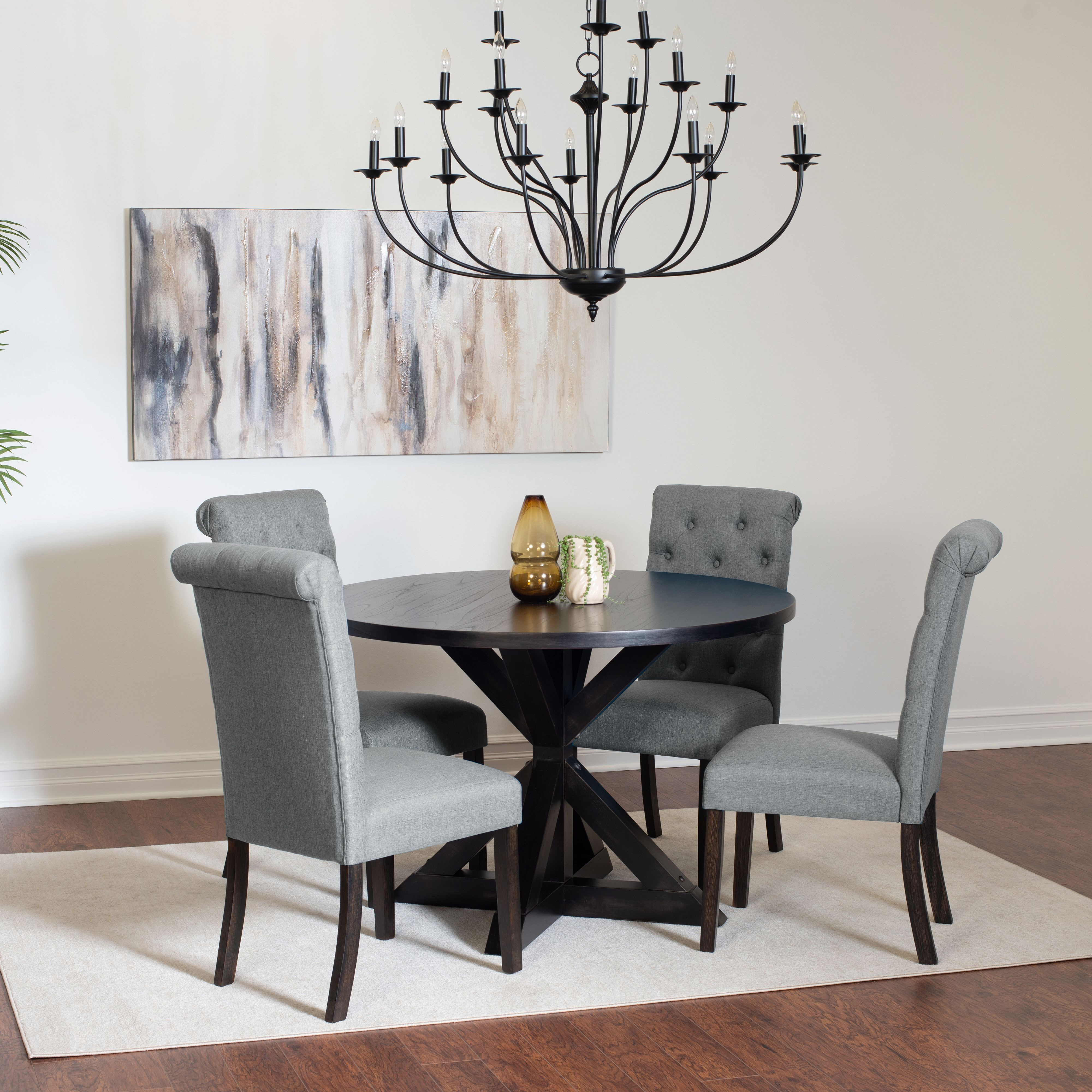 Nylander 5-Piece Dining Set  Cross-Buck Dining Table With 4 Stylish Chairs