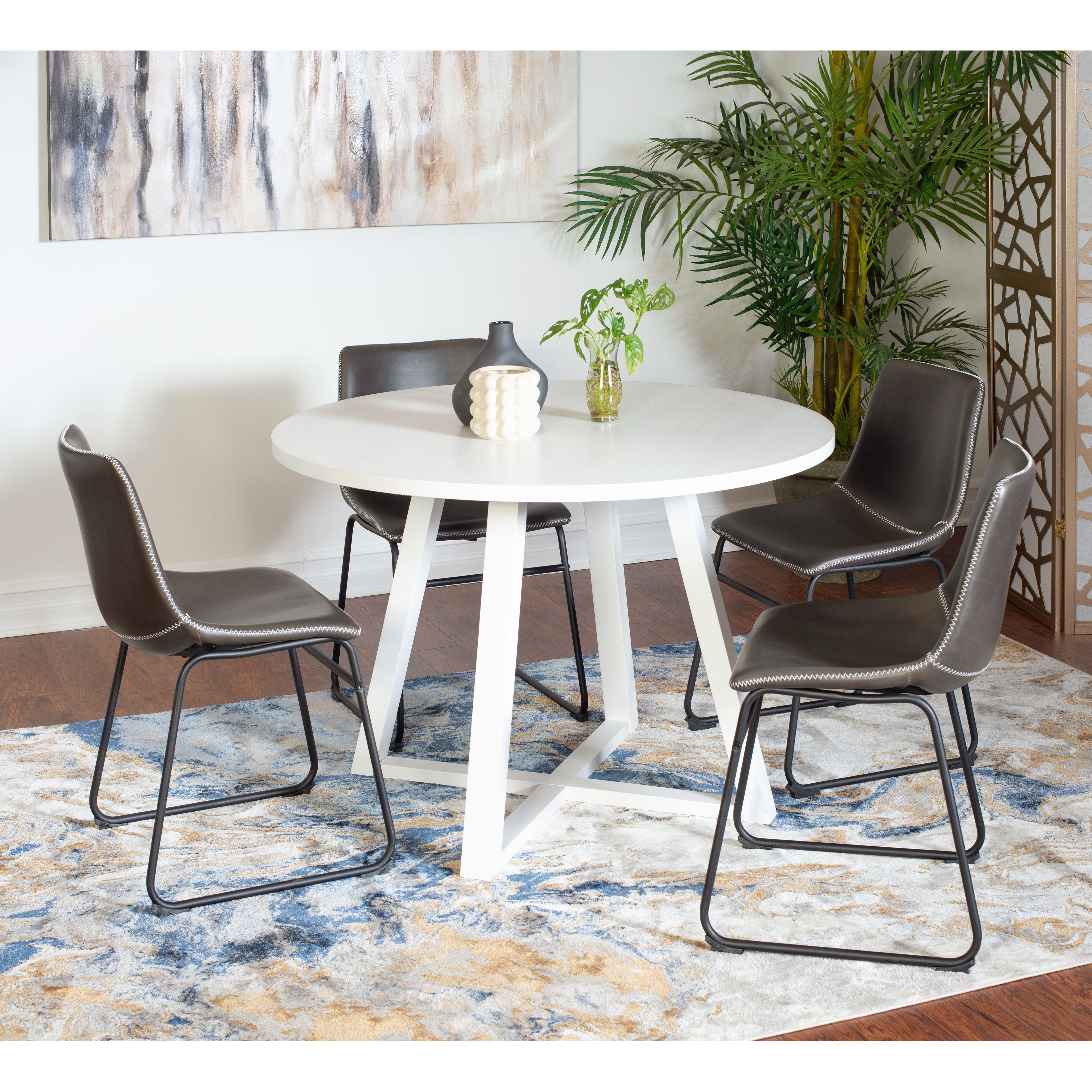 Varna 5-Piece Round Dining Set  Trestle Dining Table With 4 Stylish Chairs