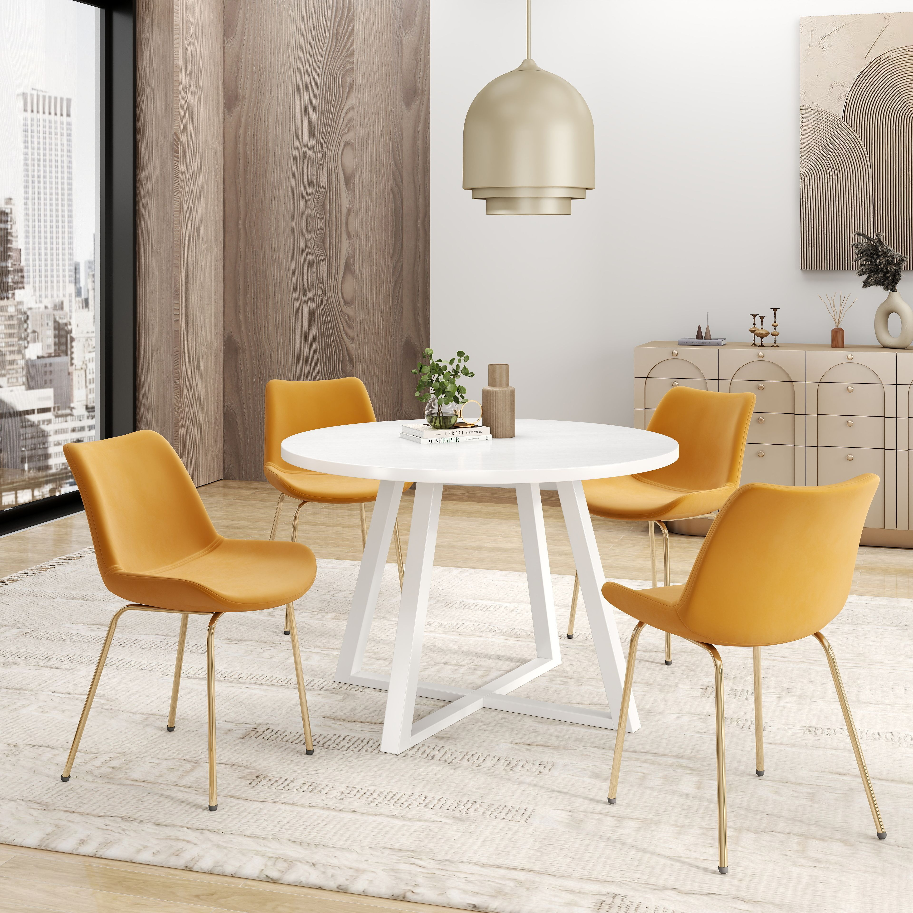 Avant 5-Piece Round Dining Set  Trestle Dining Table With 4 Side Chairs