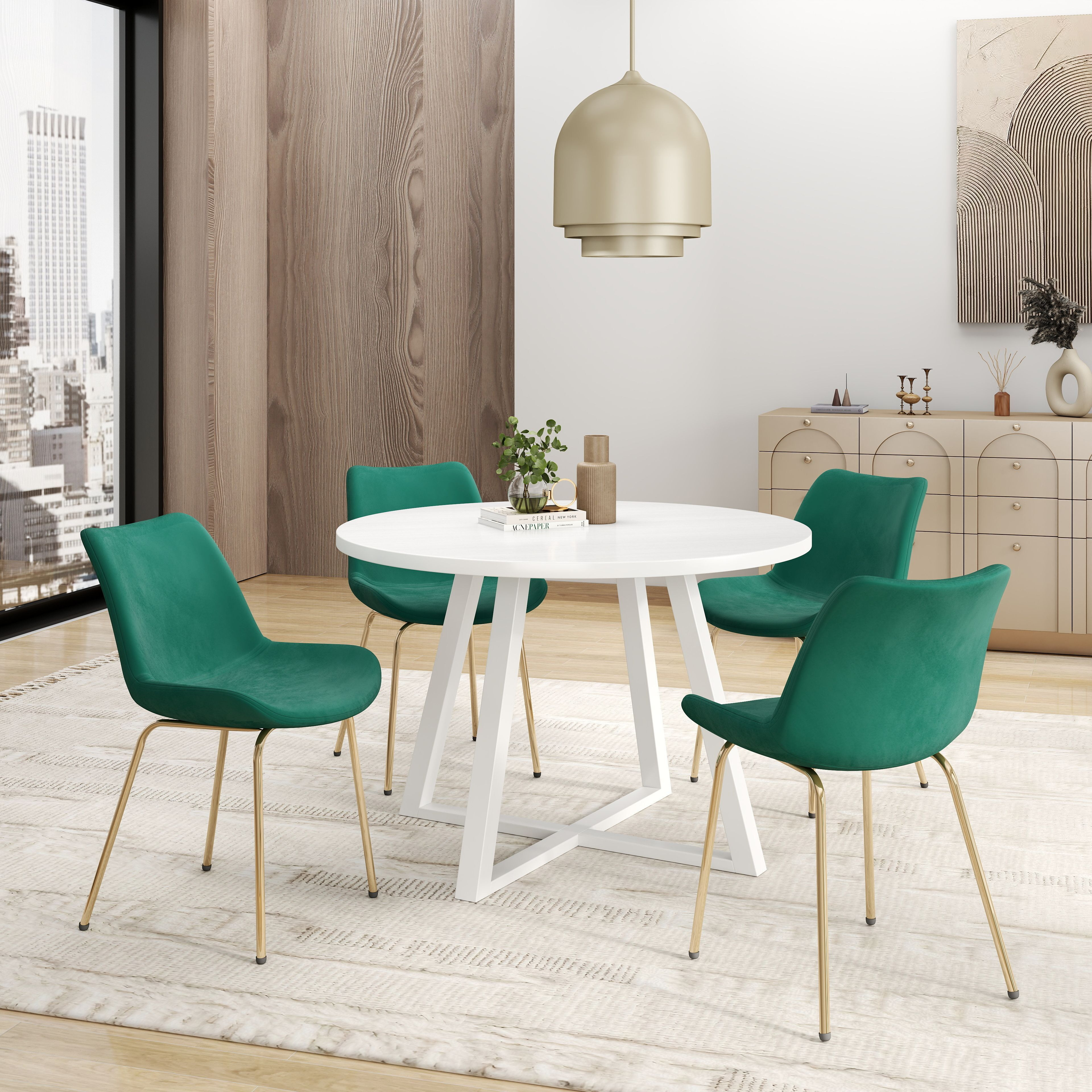 Avant 5-Piece Round Dining Set  Trestle Dining Table With 4 Side Chairs