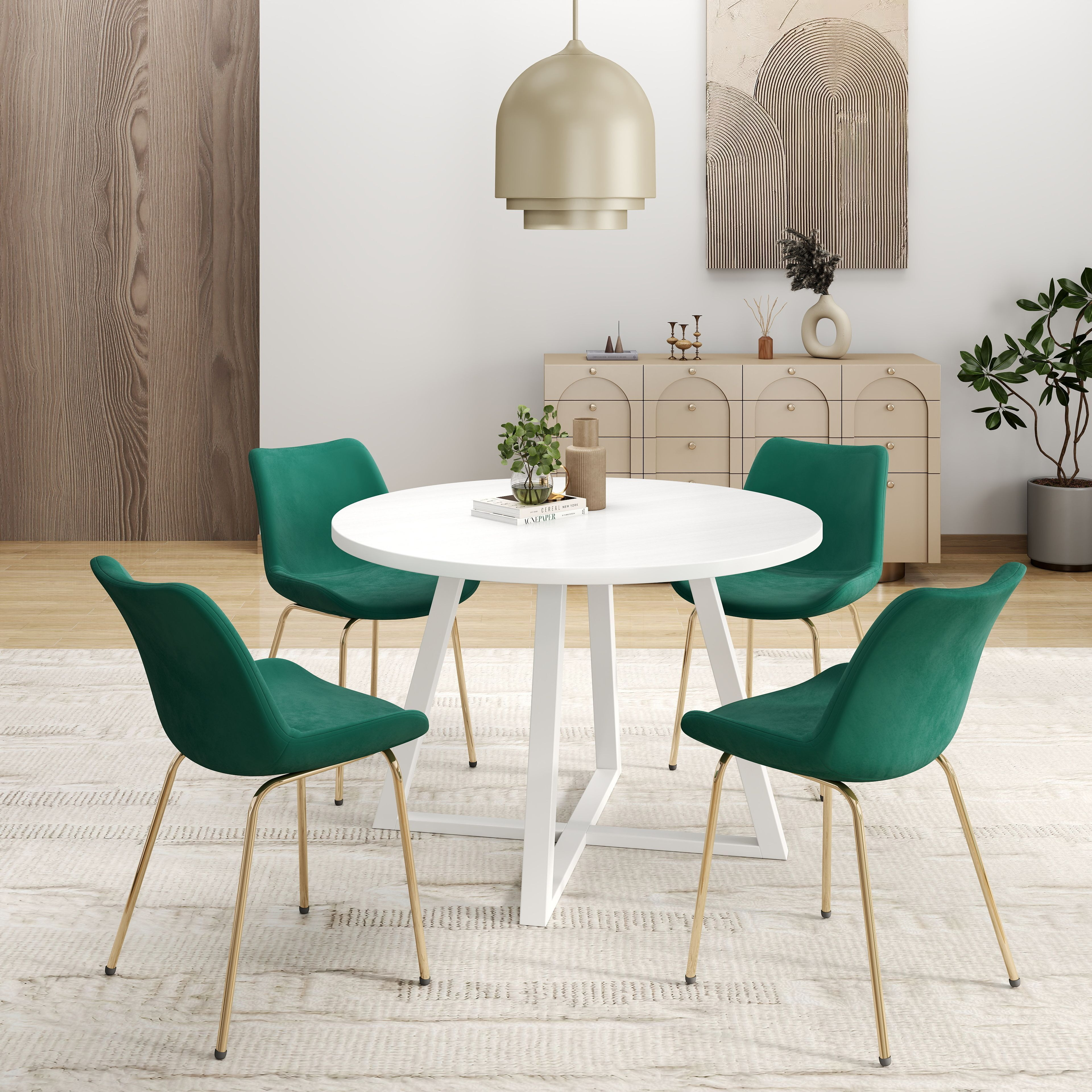 Avant 5-Piece Round Dining Set  Trestle Dining Table With 4 Side Chairs