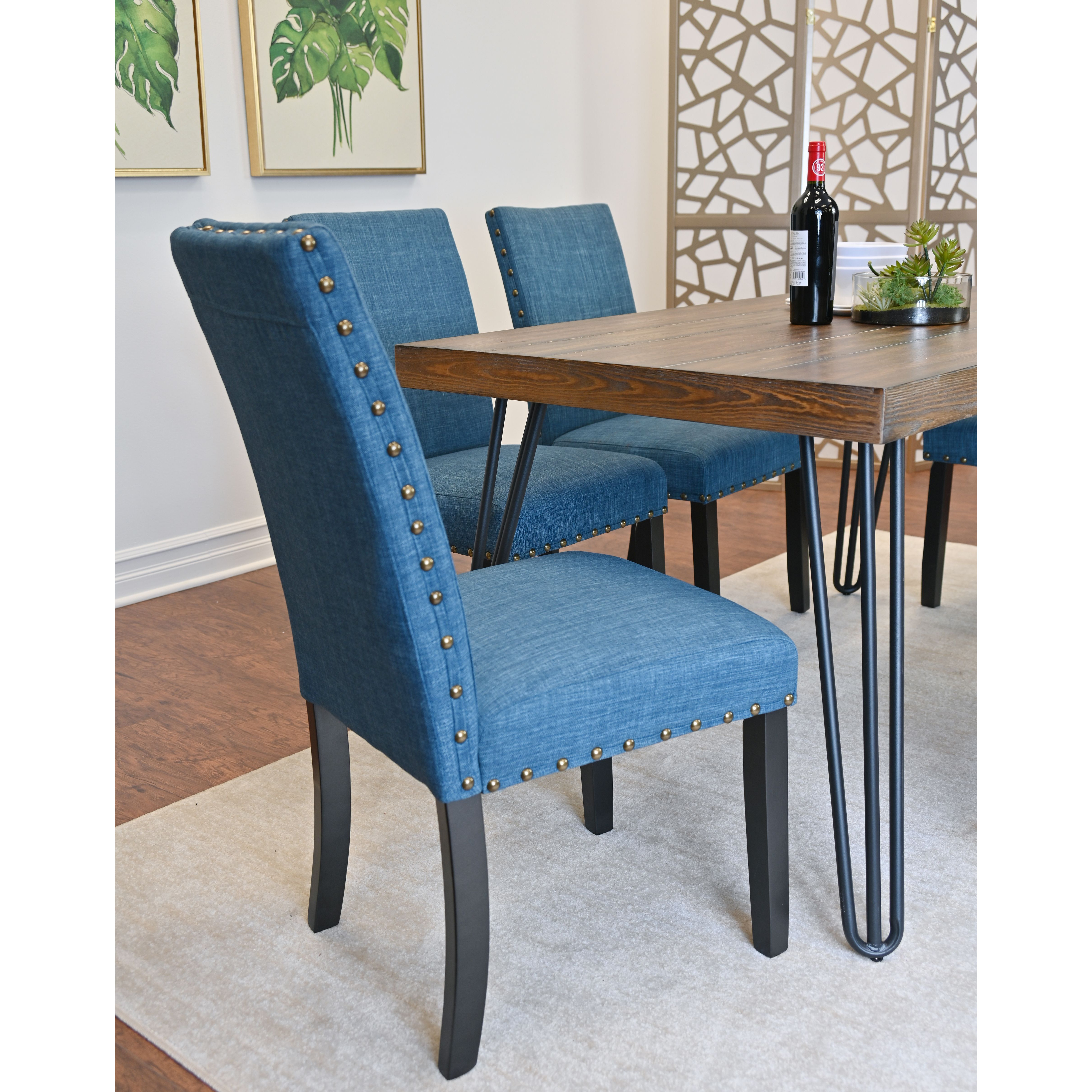 Amisos 6-Piece Dining Set  Hairpin Dining Table With 4 Chairs And Upholstery Bench  3 Color Options