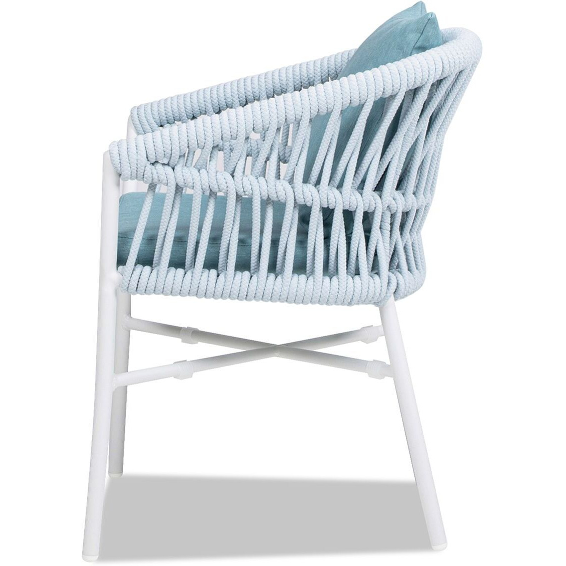 Maiden 24"" Barrel Back Aluminum & Rope Outdoor Patio Dining Chair  Set Of 2  Sky Blue Sunproof Olefin