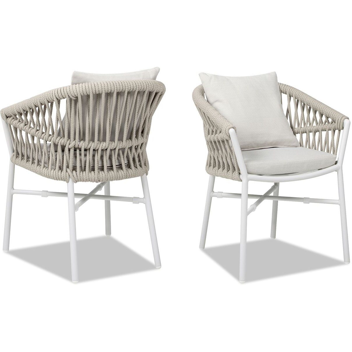 Maiden 24"" Barrel Back Aluminum & Rope Outdoor Patio Dining Chair  Set Of 2  Wheat Beige Axroma Olefin