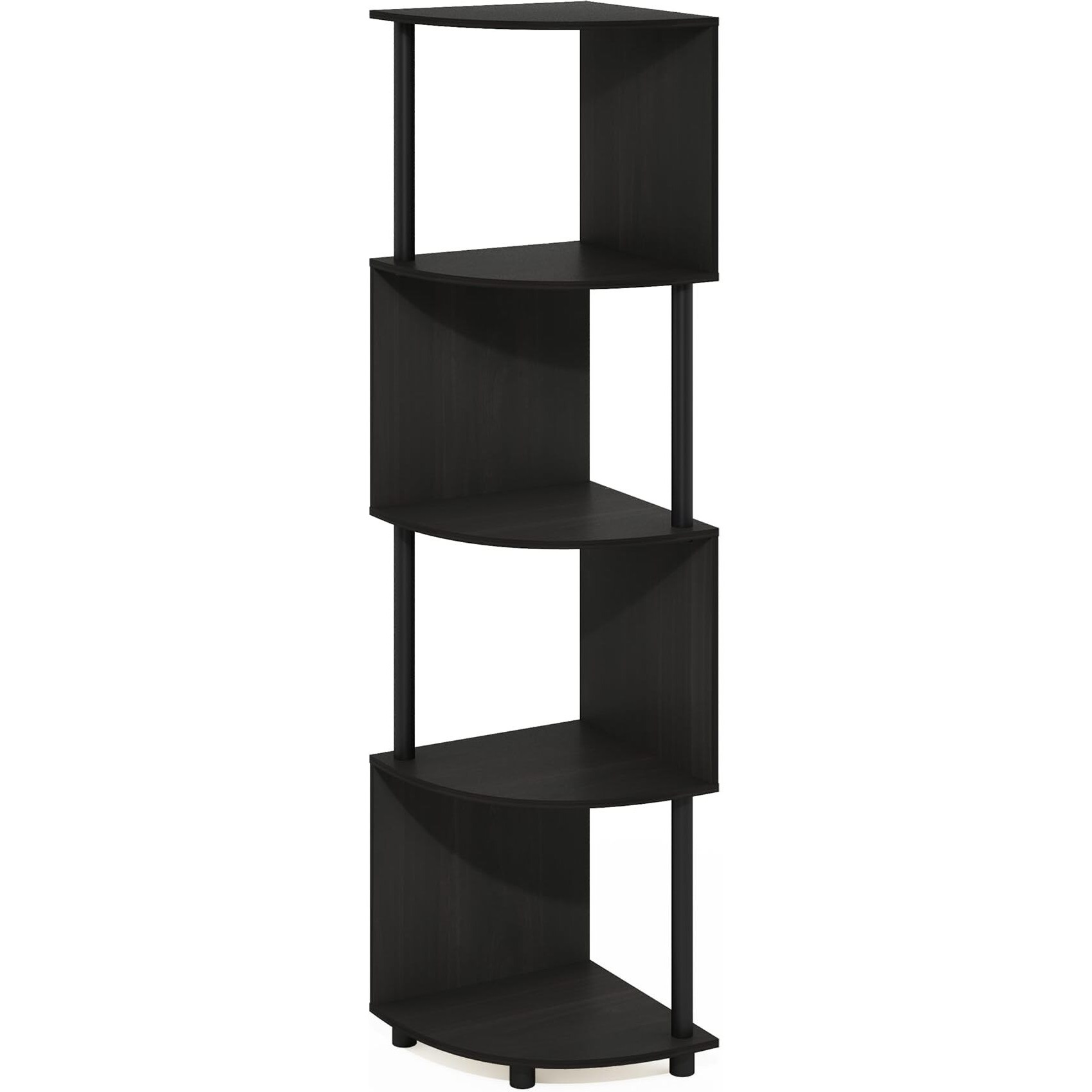 Econ 4-Tier Zigzag Corner Shelf Bookcase  Bookshelf  Espresso/Black