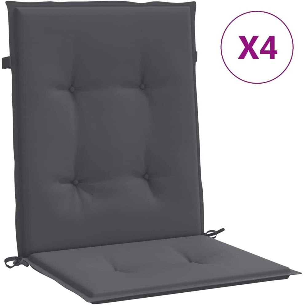 Vidaxl Anthracite Oxford Fabric Garden Lowback Chair Cushions - Set Of 4  39.4"&quotX19.7"&quotX1.2""  Foam Fiber Filling  Lightweight And Comfortable For Outdoor Use.