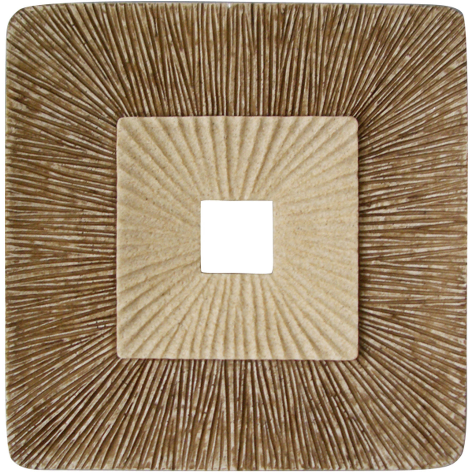 1 X 26 X 26 Brown Concave Square Double Layer Ribbed  Wall Plaque