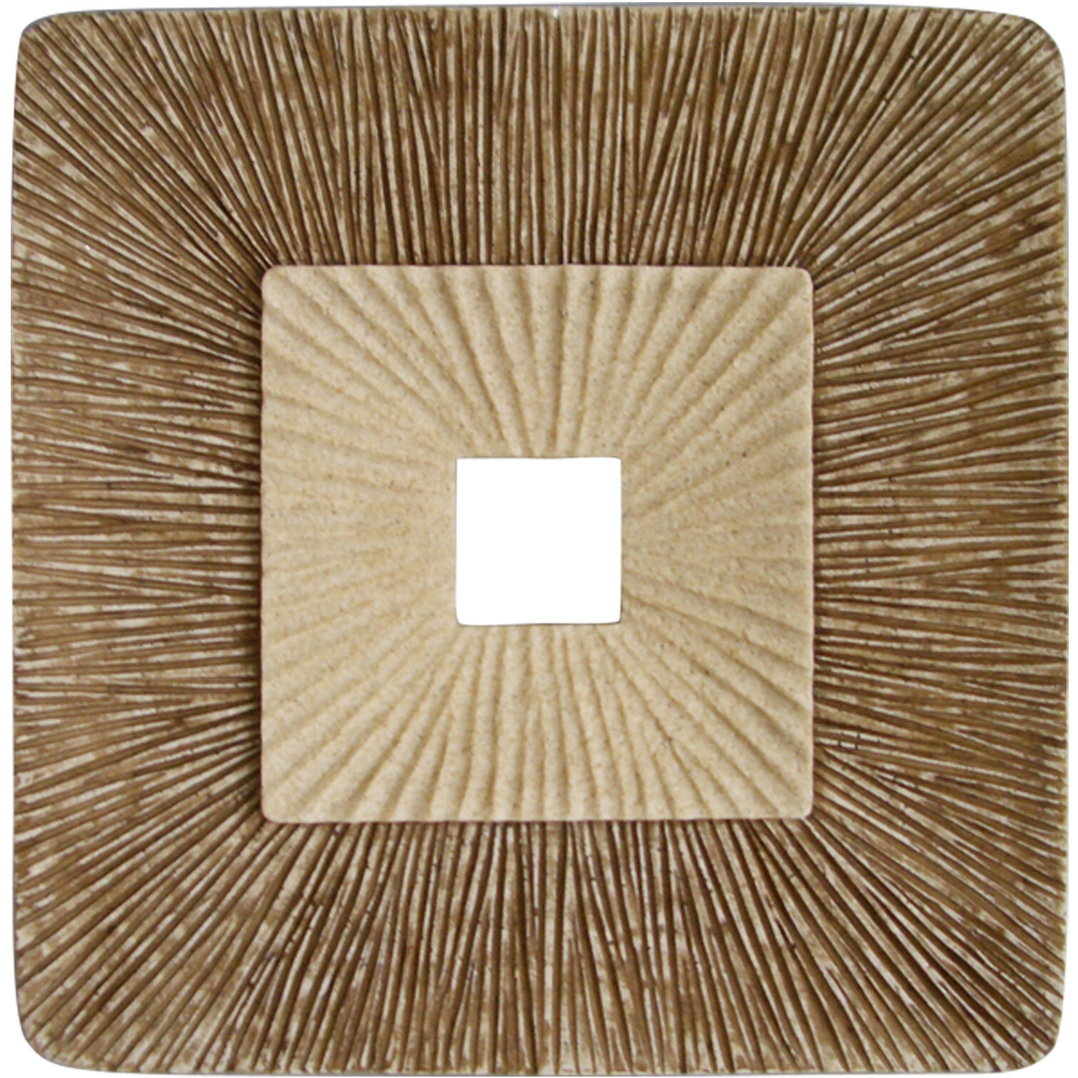 1 X 26 X 26 Brown Concave Square Double Layer Ribbed  Wall Plaque