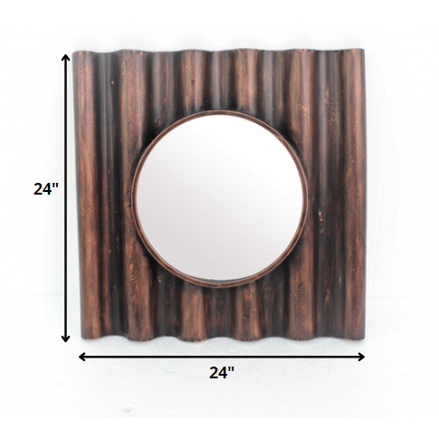 24 X 24 X 3 Bronze Panpipe-Like Wooden Cosmetic - Mirror