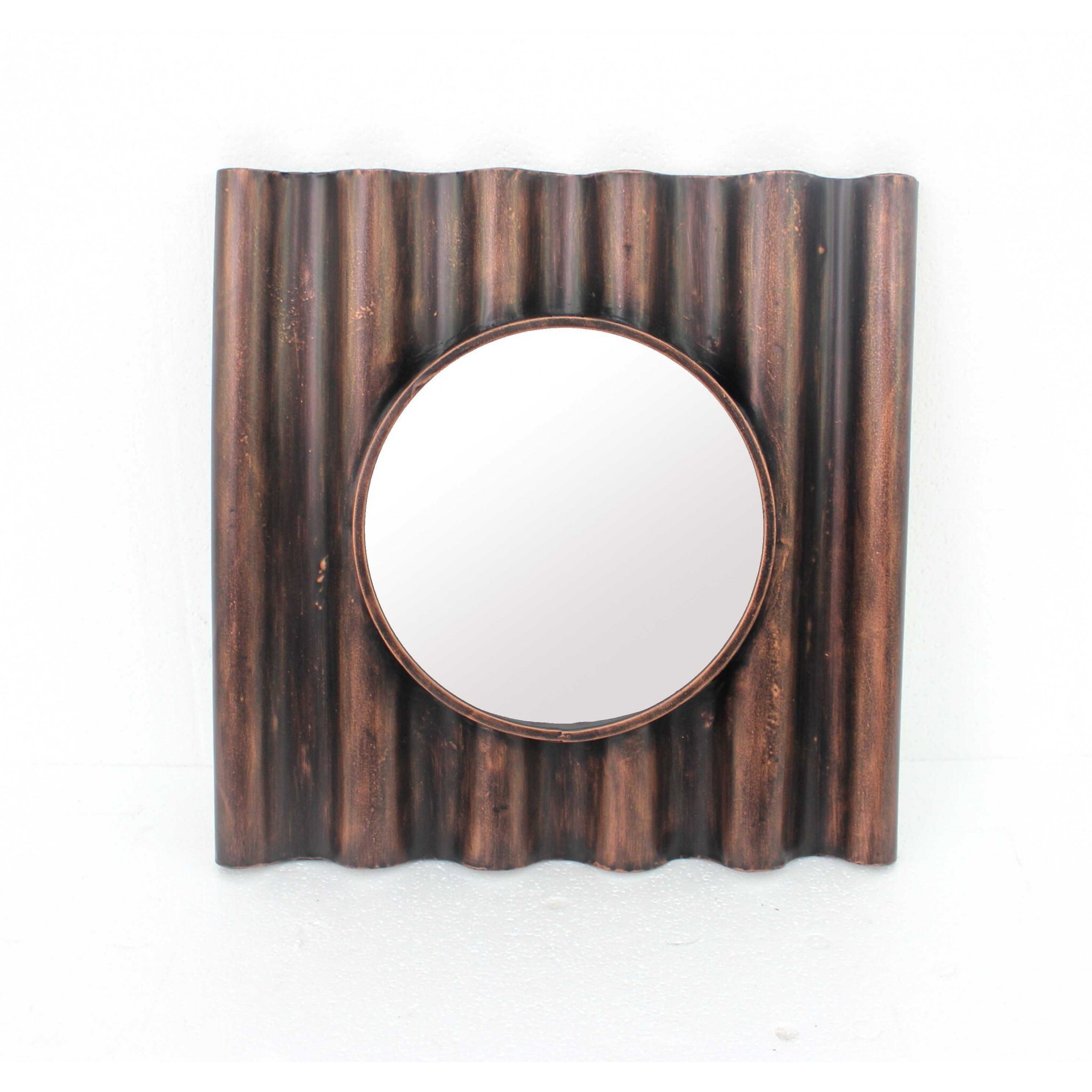 24 X 24 X 3 Bronze Panpipe-Like Wooden Cosmetic - Mirror