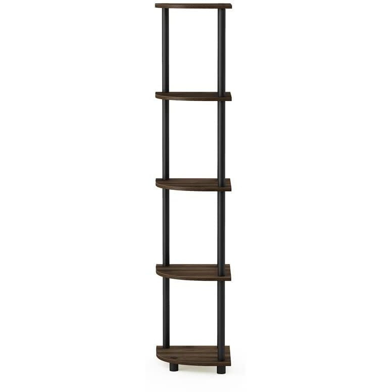 Furinno 99811 Turn-N-Tube 5 Tier Corner Display Rack Multipurpose Shelving Unit  Columbia Walnut/Black