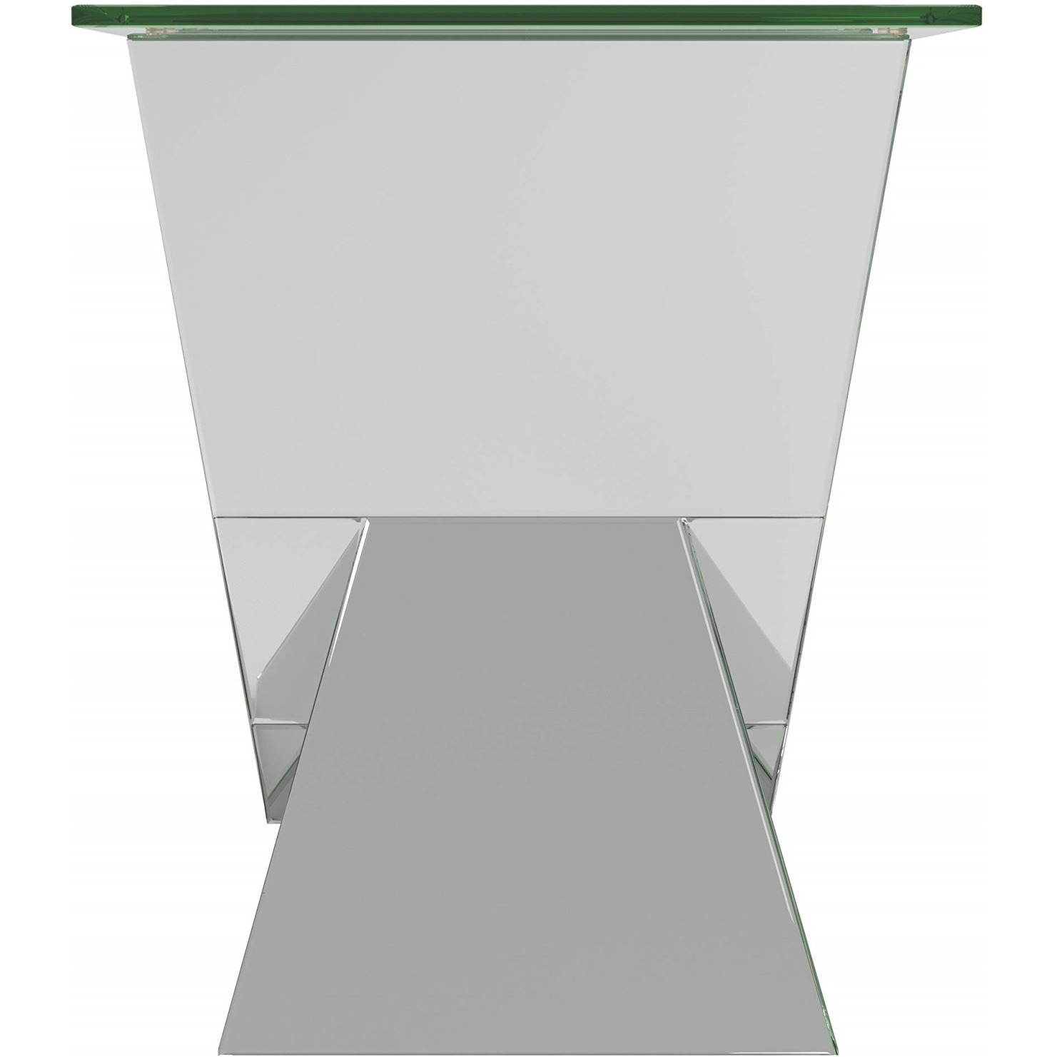 Taffeta V-Shaped End Table With Glass Top Silver