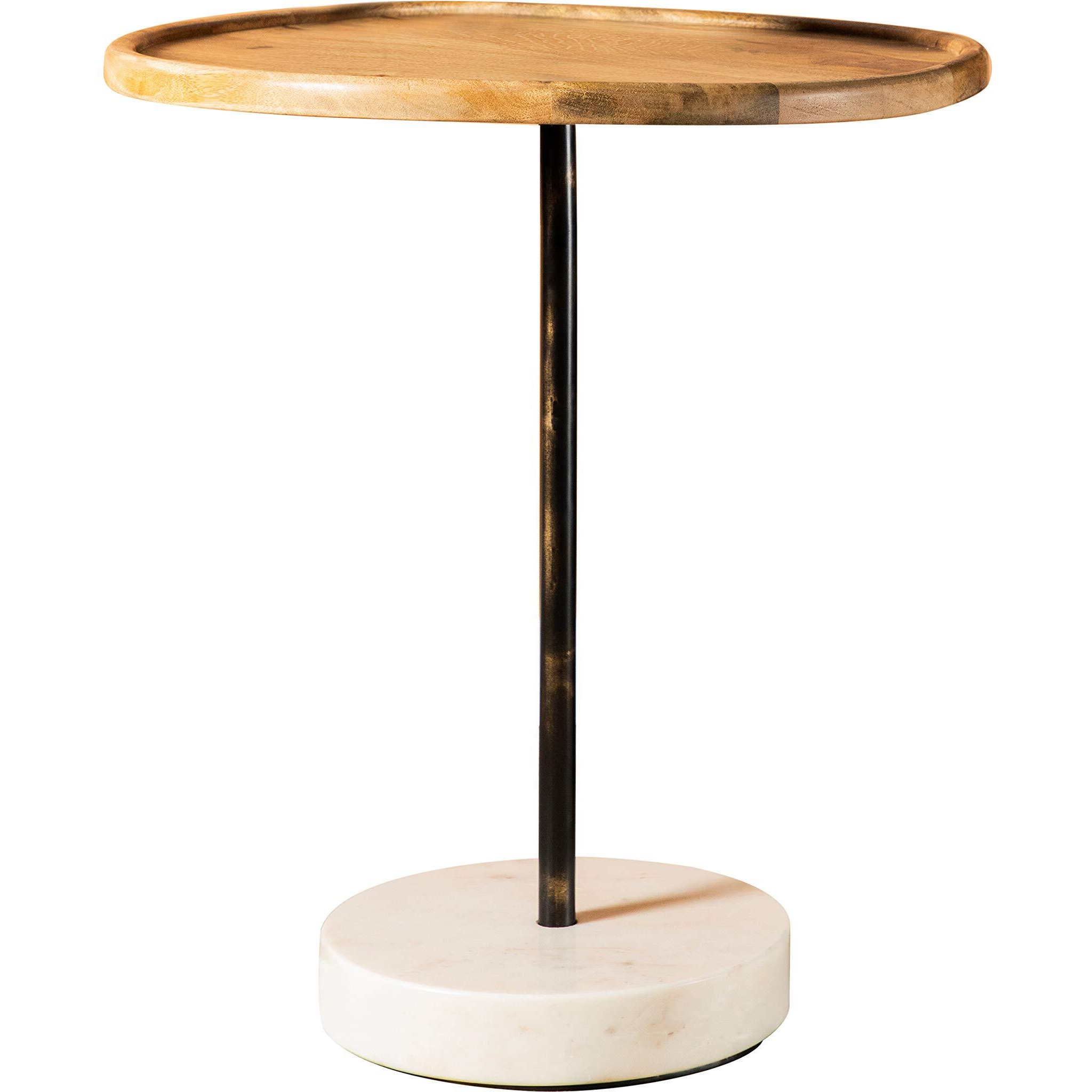 Ginevra Round Wooden Top Accent Table Natural And White