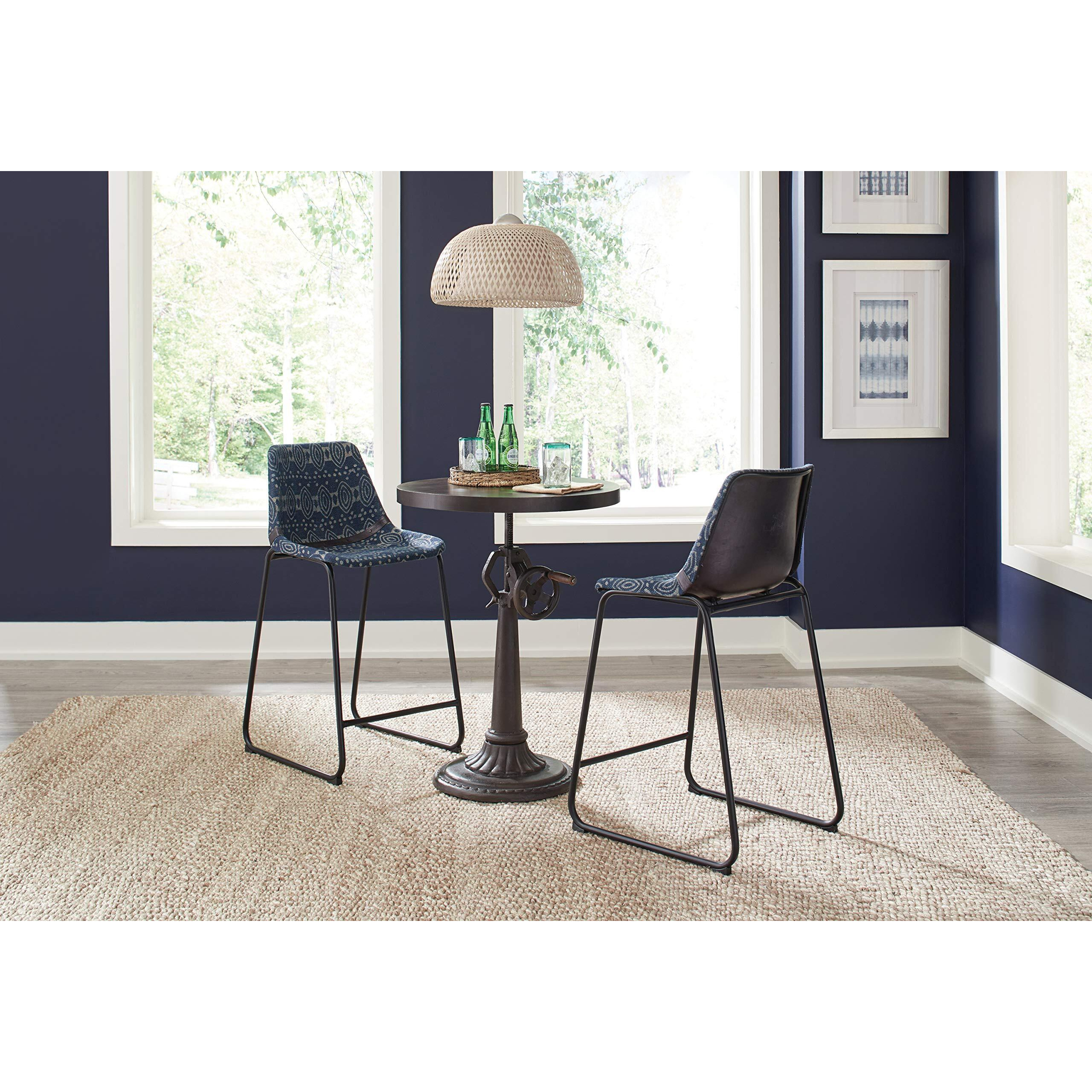 Marquise Counter Height Stools With Footrest Blue And Matte Black (Set Of 2)