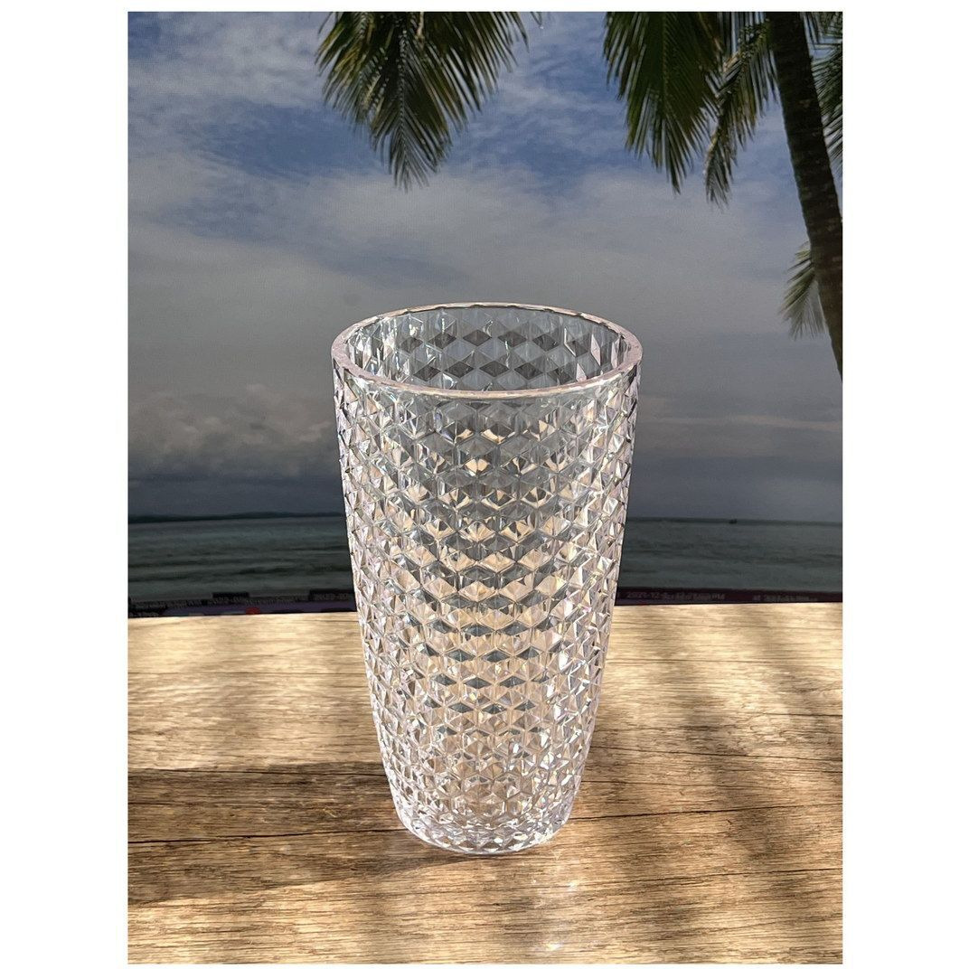 Designer Acrylic Diamond Cut Clear Drinking Glasses Hi Ball Set Of 4 (19Oz)  Premium Quality Unbreakable Stemless Acrylic Drinking Glasses For All Purpose(D0102H5L7Xx)