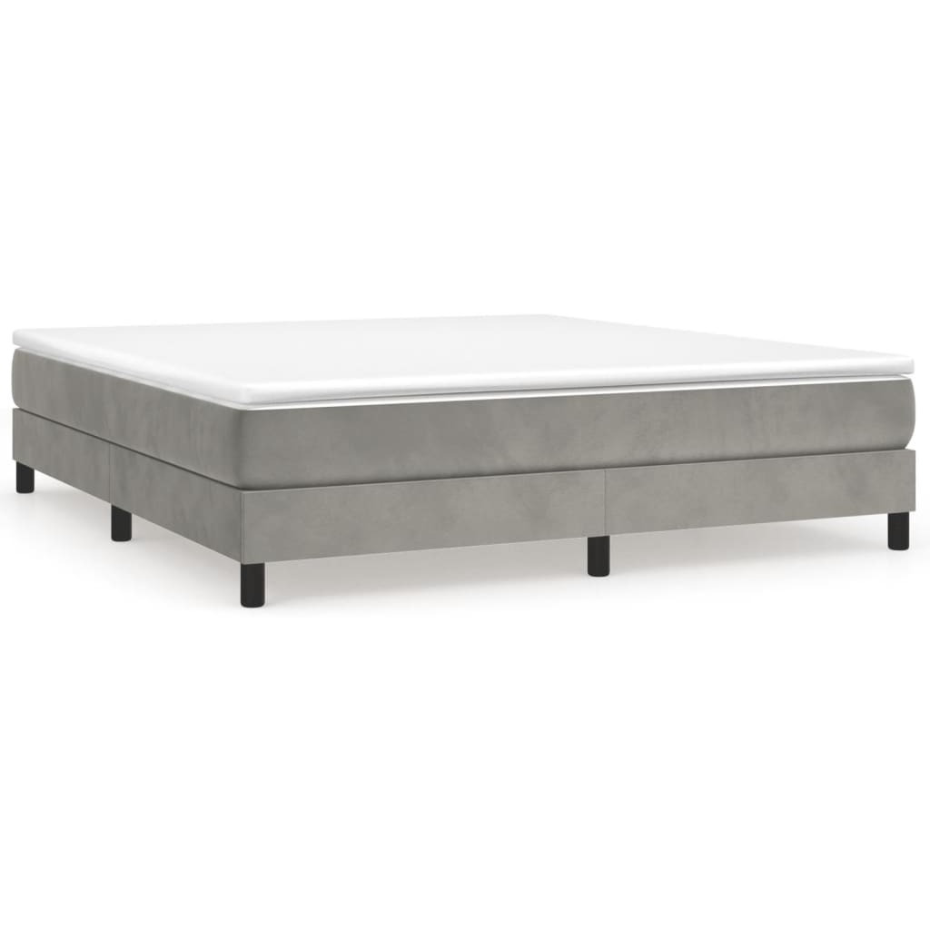 Vidaxl Box Spring Bed Frame Light Gray 76"&quotX79.9"" King Velvet