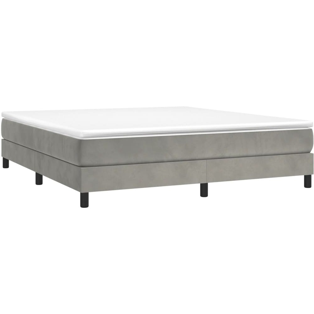 Vidaxl Box Spring Bed Frame Light Gray 76"&quotX79.9"" King Velvet