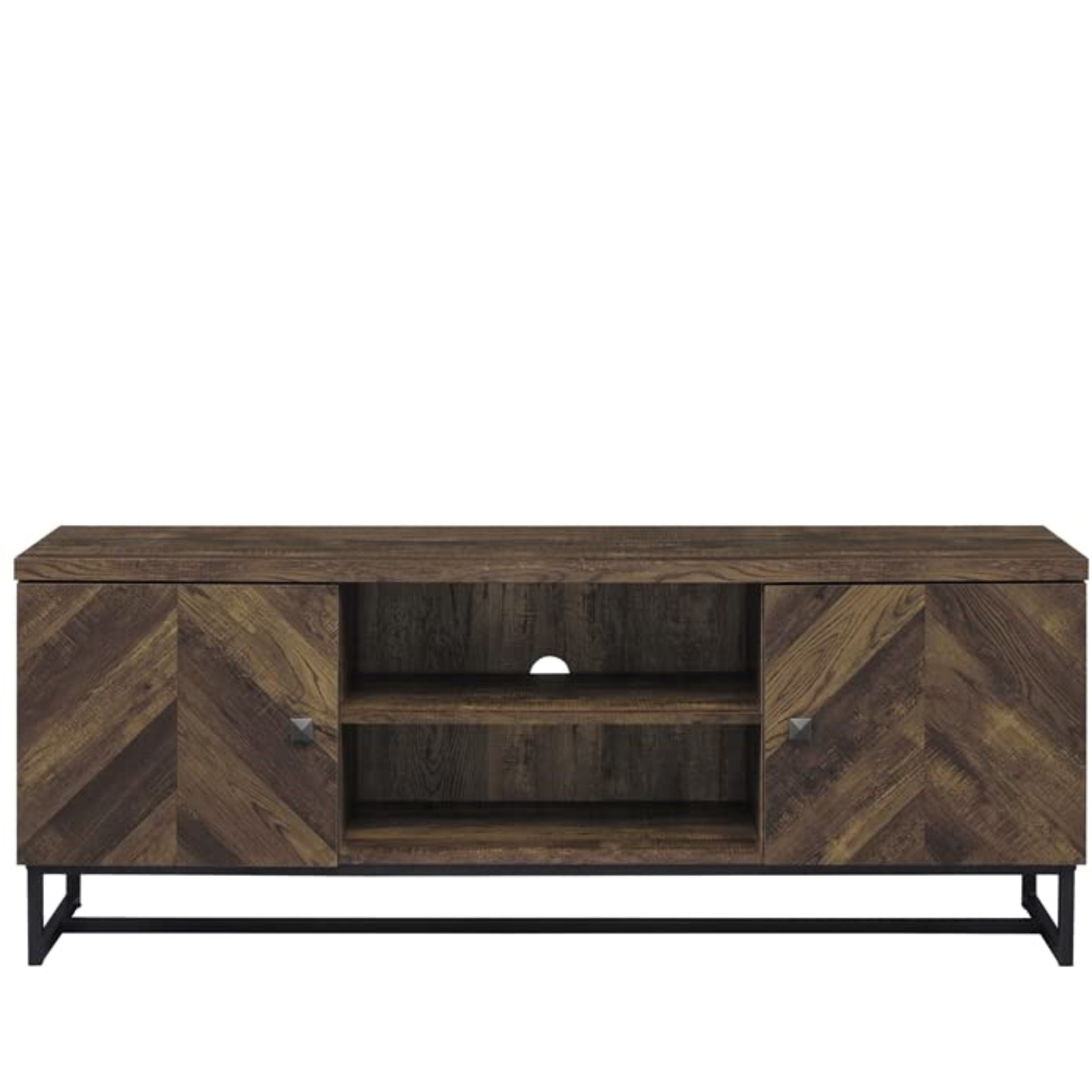 Myles 2-Door Tv Console With Adjustable Shelves Rustic Oak Herringbone