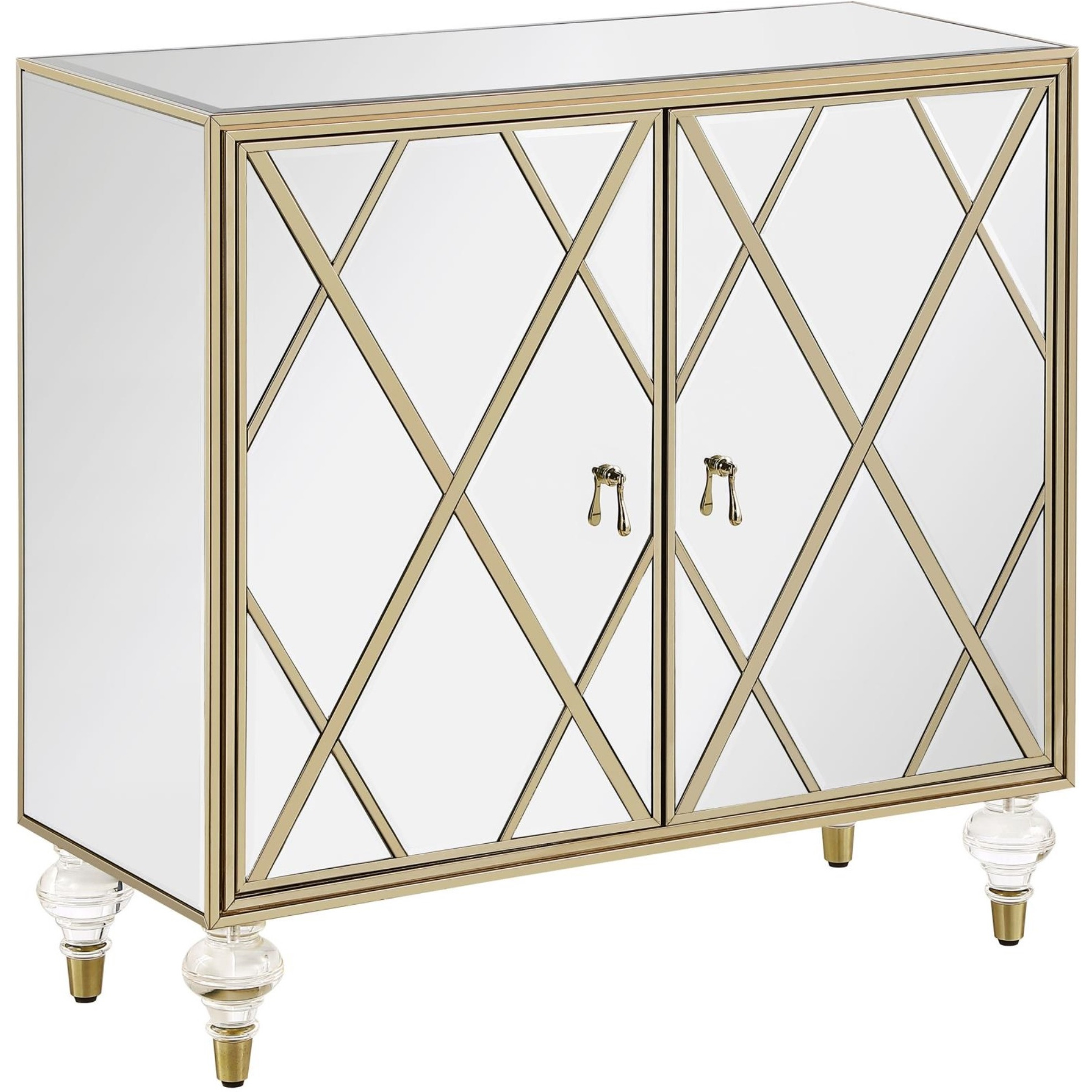 Astilbe 2-Door Accent Cabinet Mirror And Champagne