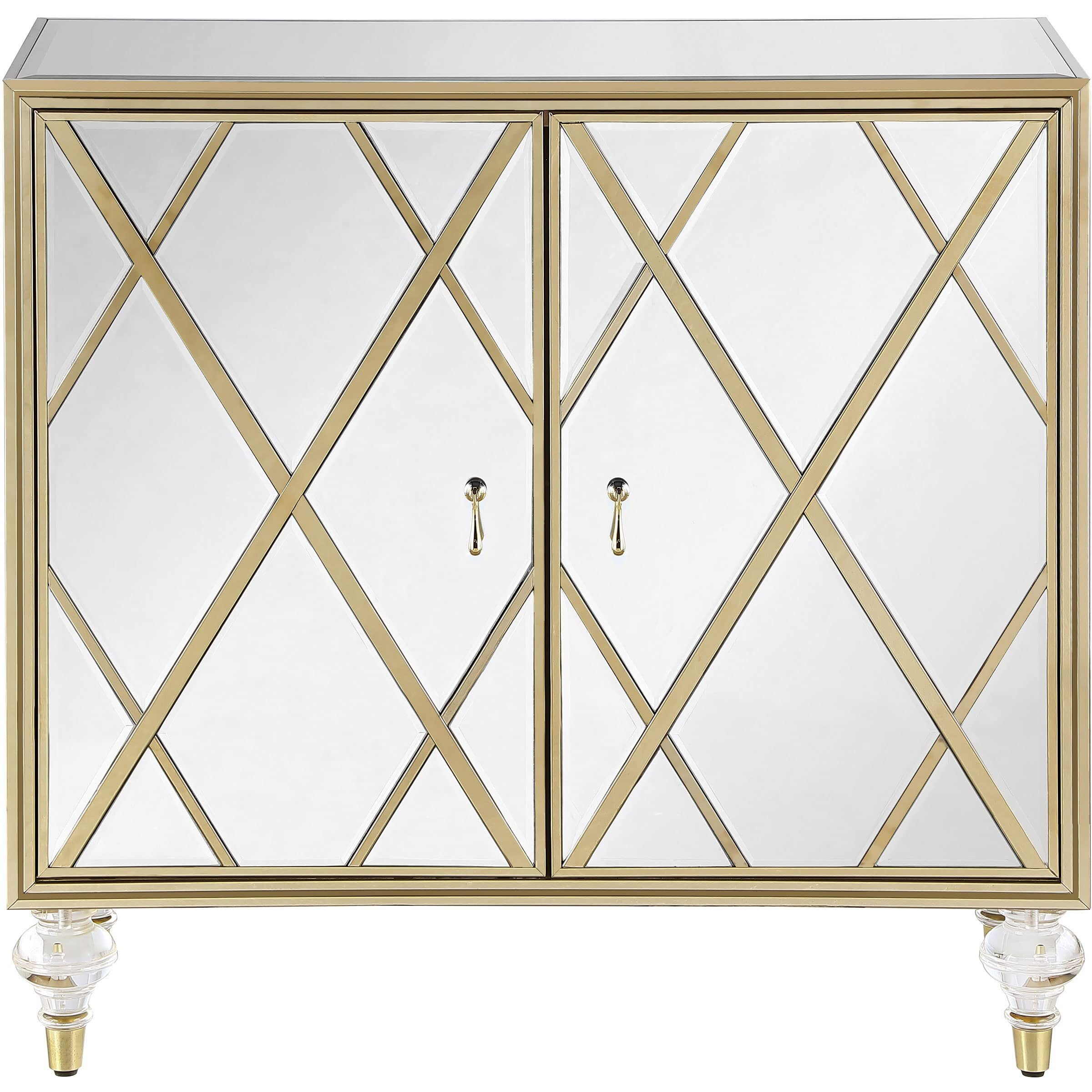 Astilbe 2-Door Accent Cabinet Mirror And Champagne