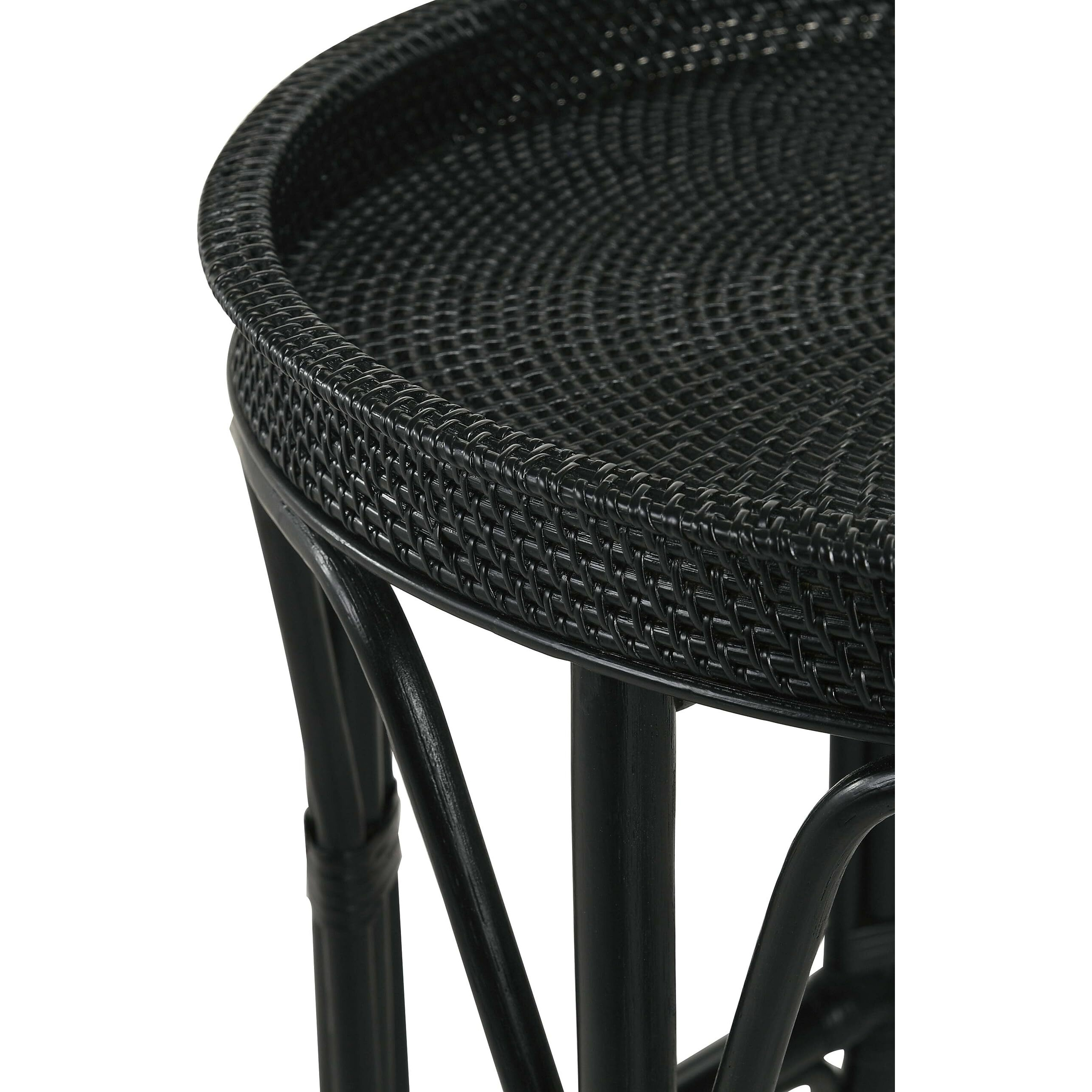 Antonio Round Rattan Tray Top Accent Table Black