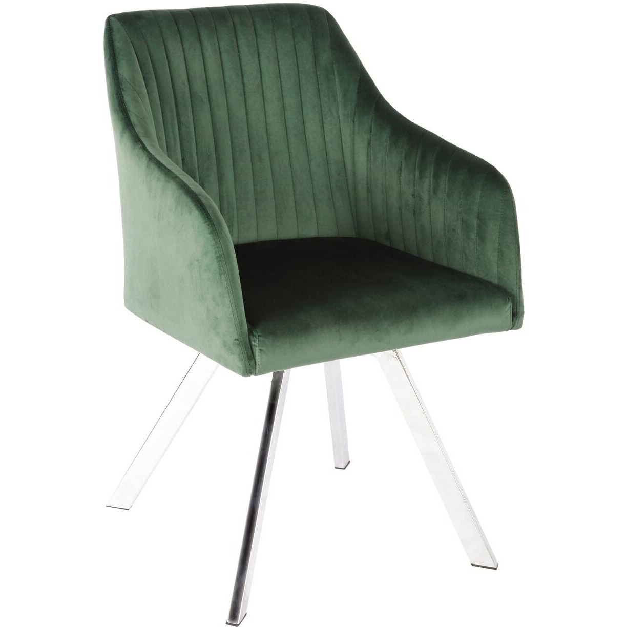 Arika Channeled Back Swivel Dining Chair Green