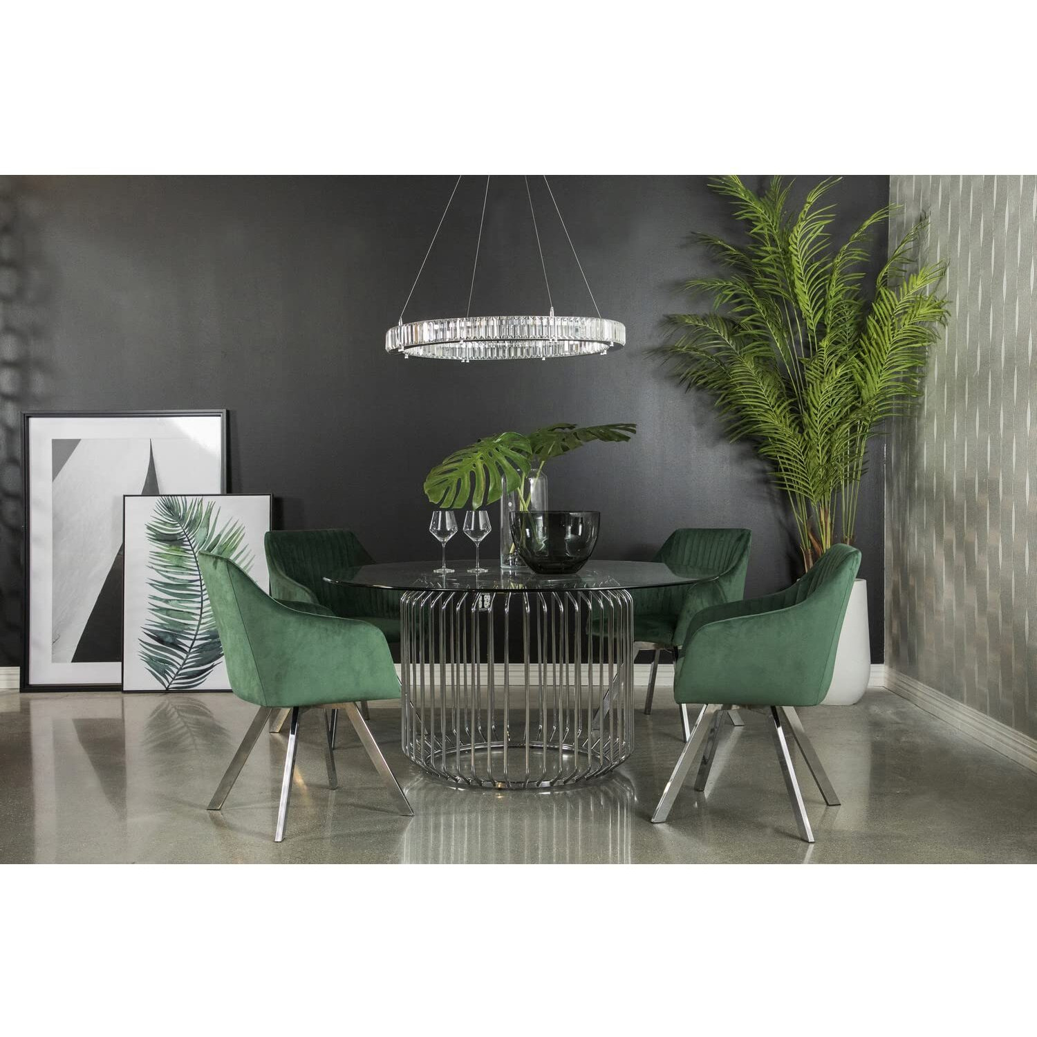 Arika Channeled Back Swivel Dining Chair Green