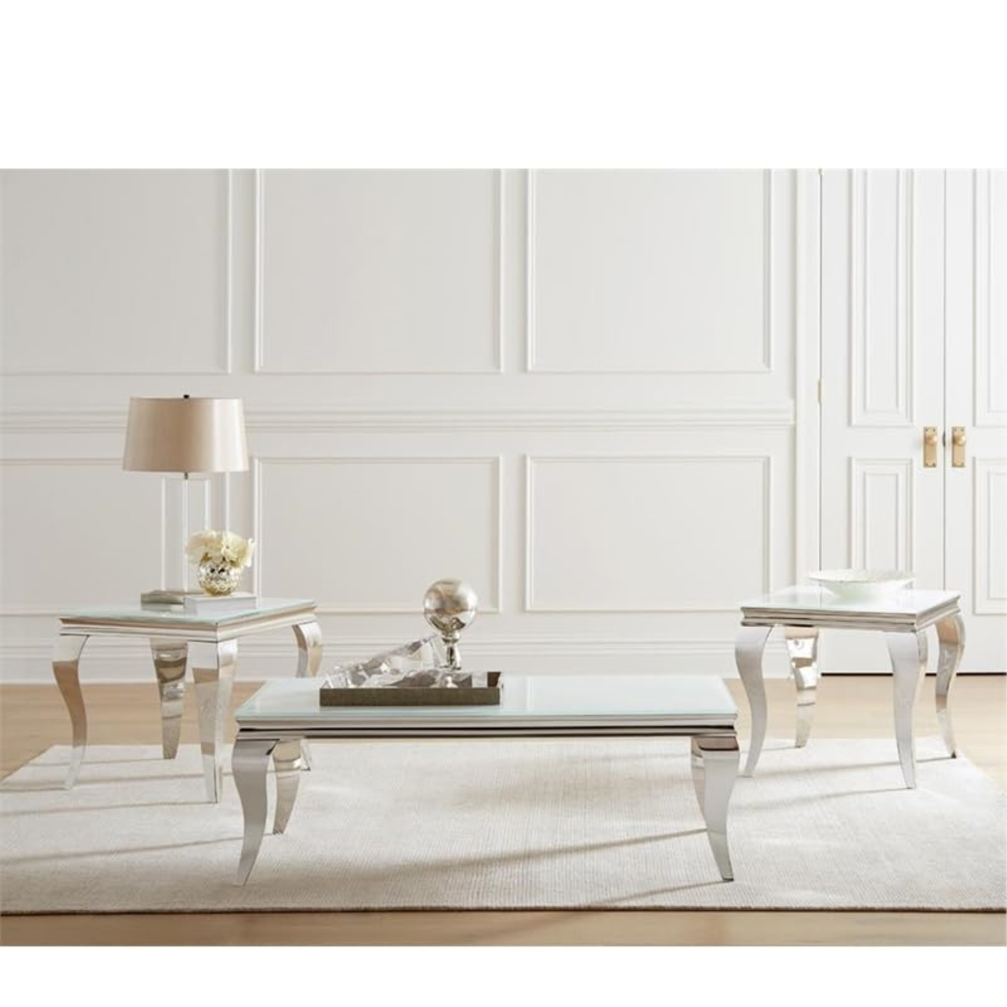 Luna Rectangle Coffee Table White And Chrome