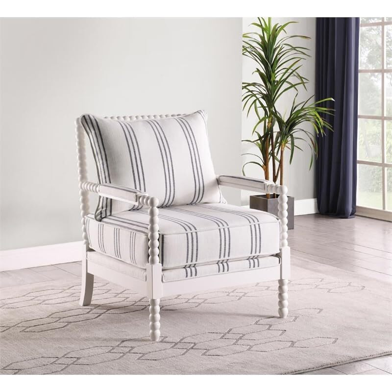 Blanchett Upholstered Accent Chair With Spindle Accent White And Navy