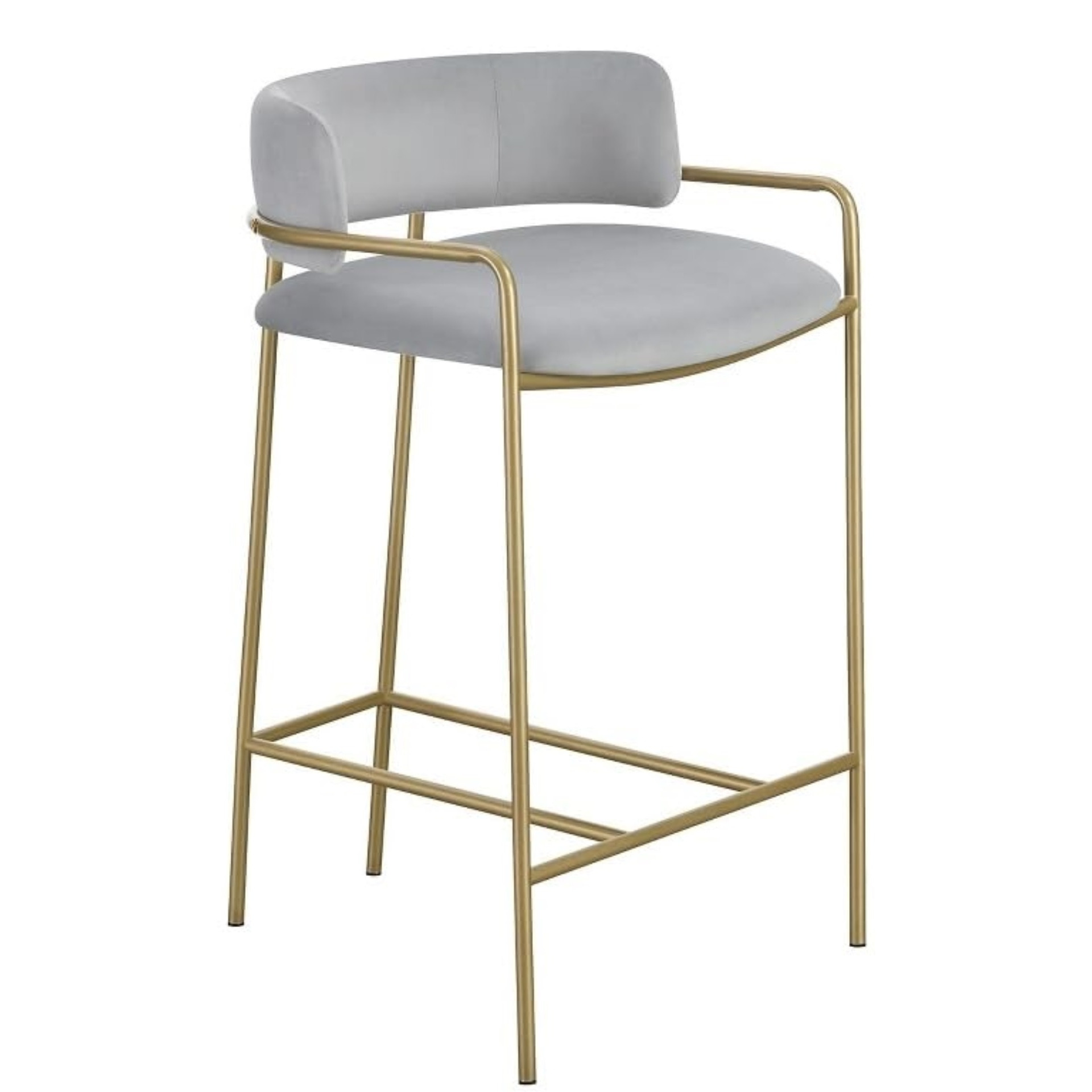 Comstock Upholstered Low Back Stool Grey And Gold